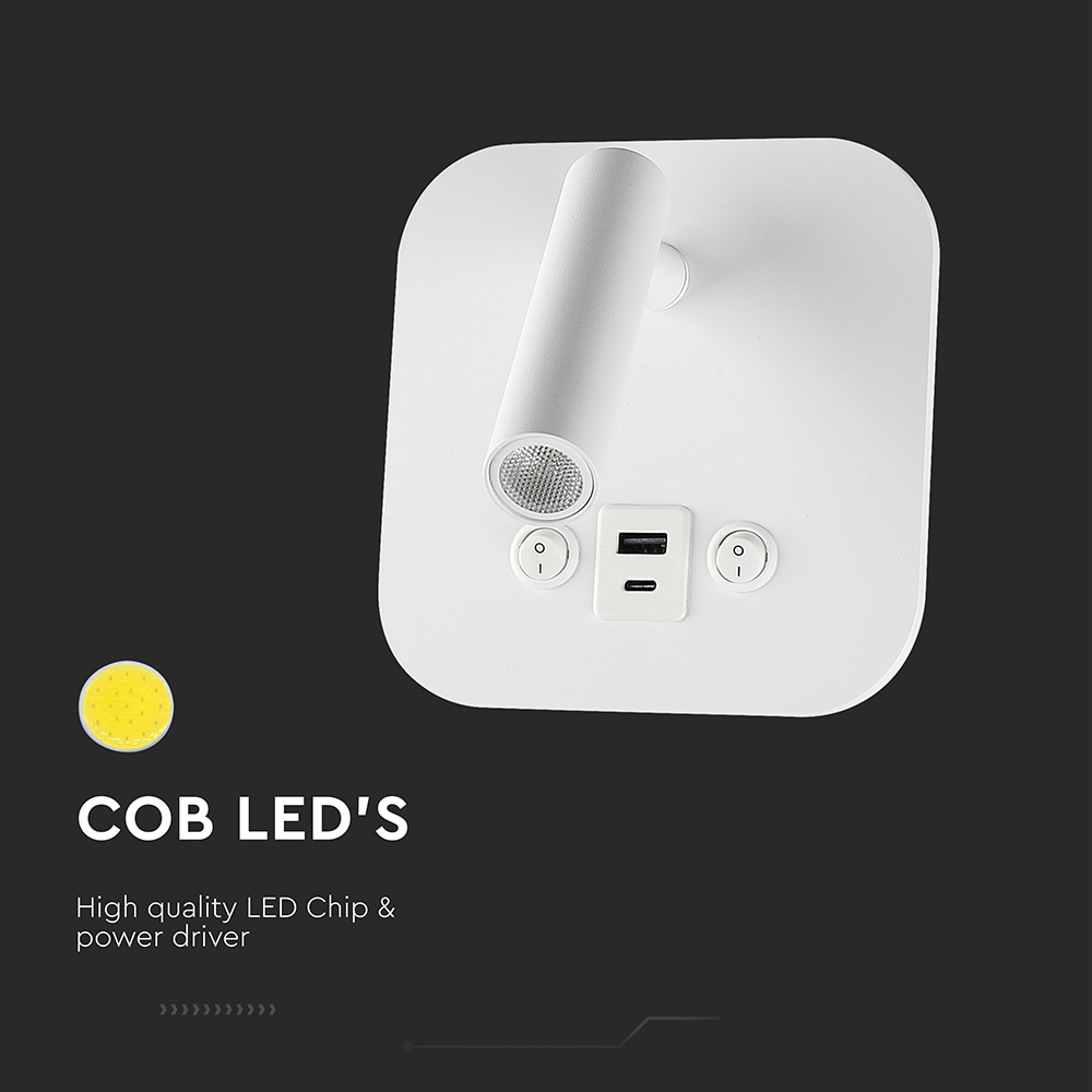 V-TAC LED-Wandleuchte VT-80068, 8W, 3000K, EEK: F, CREE Chip, 830lm, IP20, weiß V-TAC LED-Wandleuchte VT-80068, 8W, 3000K, EEK: F, CREE Chip, 830lm, IP20, weiß