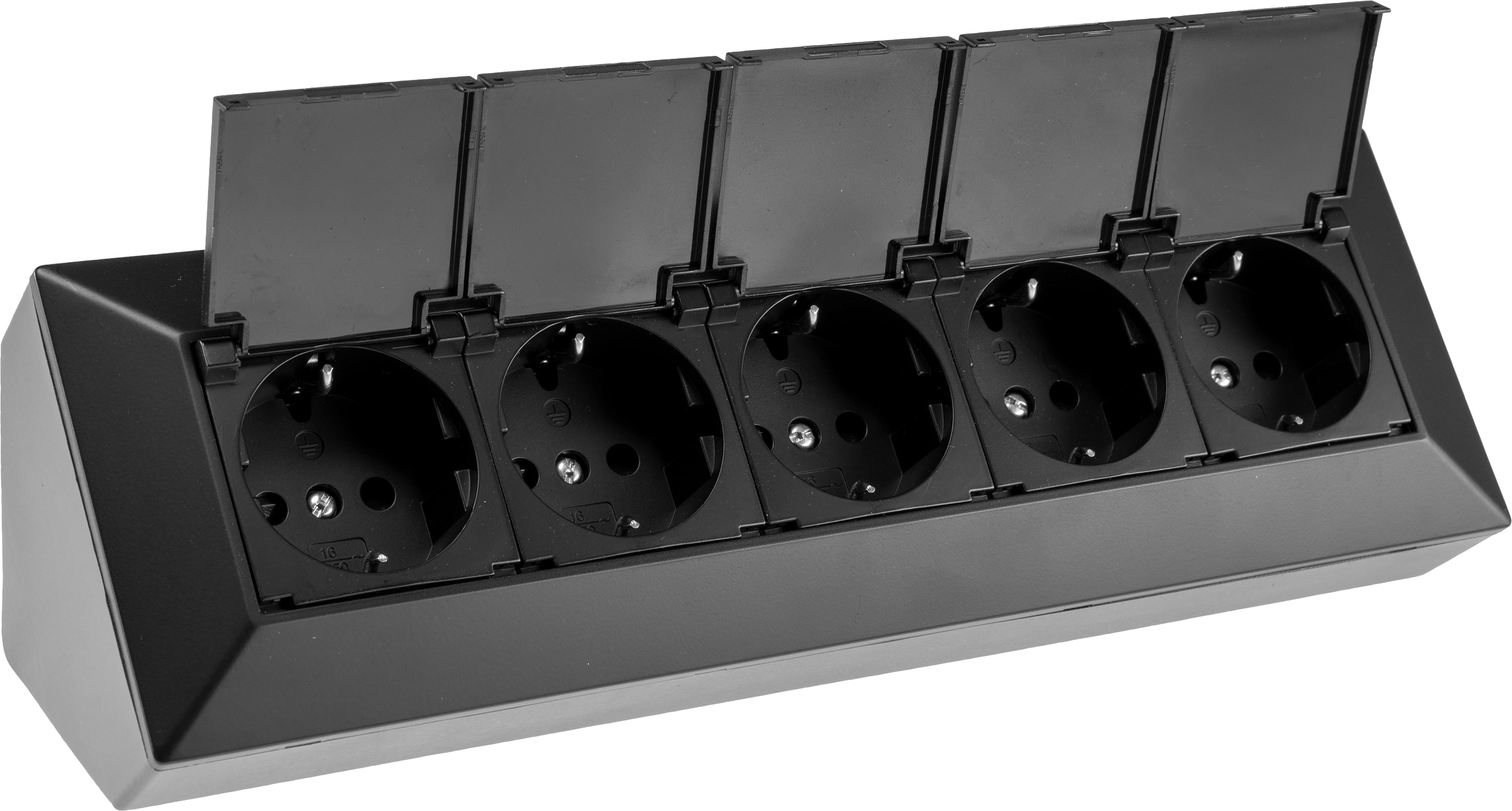 CHILITEC Steckdosenblock 23943, 5-fach, mit Schutzklappen, 250V/16A, schwarz CHILITEC Steckdosenblock 23943, 5-fach, mit Schutzklappen, 250V/16A, schwarz