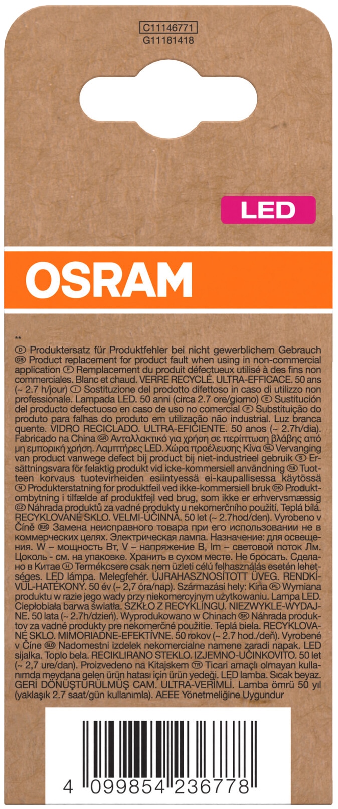 OSRAM LED-Lampe, Kolbenform A60, E27, 3,8 W, 2700 K, EEK: A, 806 lm, warmweiß OSRAM LED-Lampe, Kolbenform, E27, 3,8 W, 2700 K, EEK: A, 806 lm, warmweiß