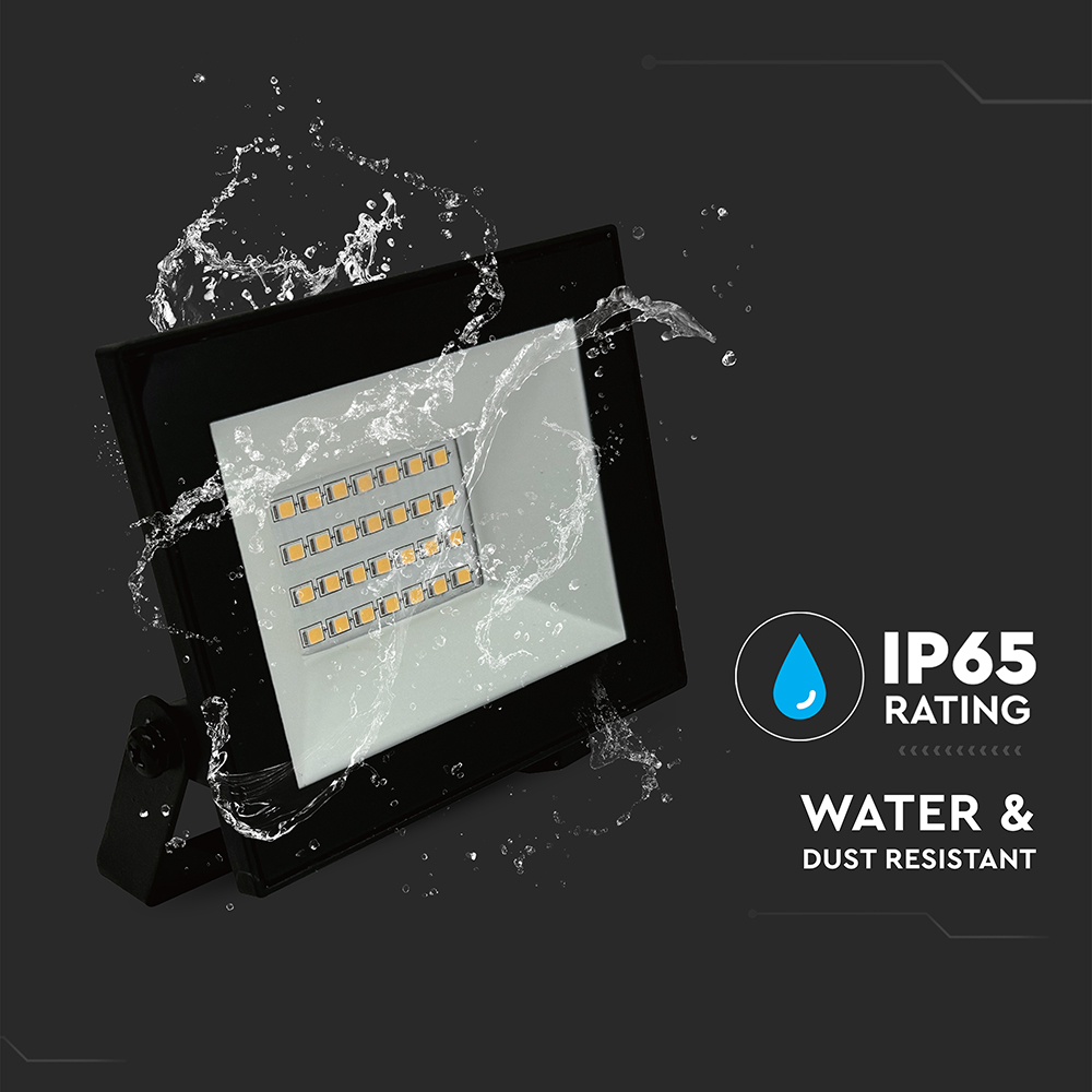 V-TAC LED-Fluter, VT-44022, 20 W, 6500K, EEK: F, 1510 lm, kaltweiß, IP65, schwarz