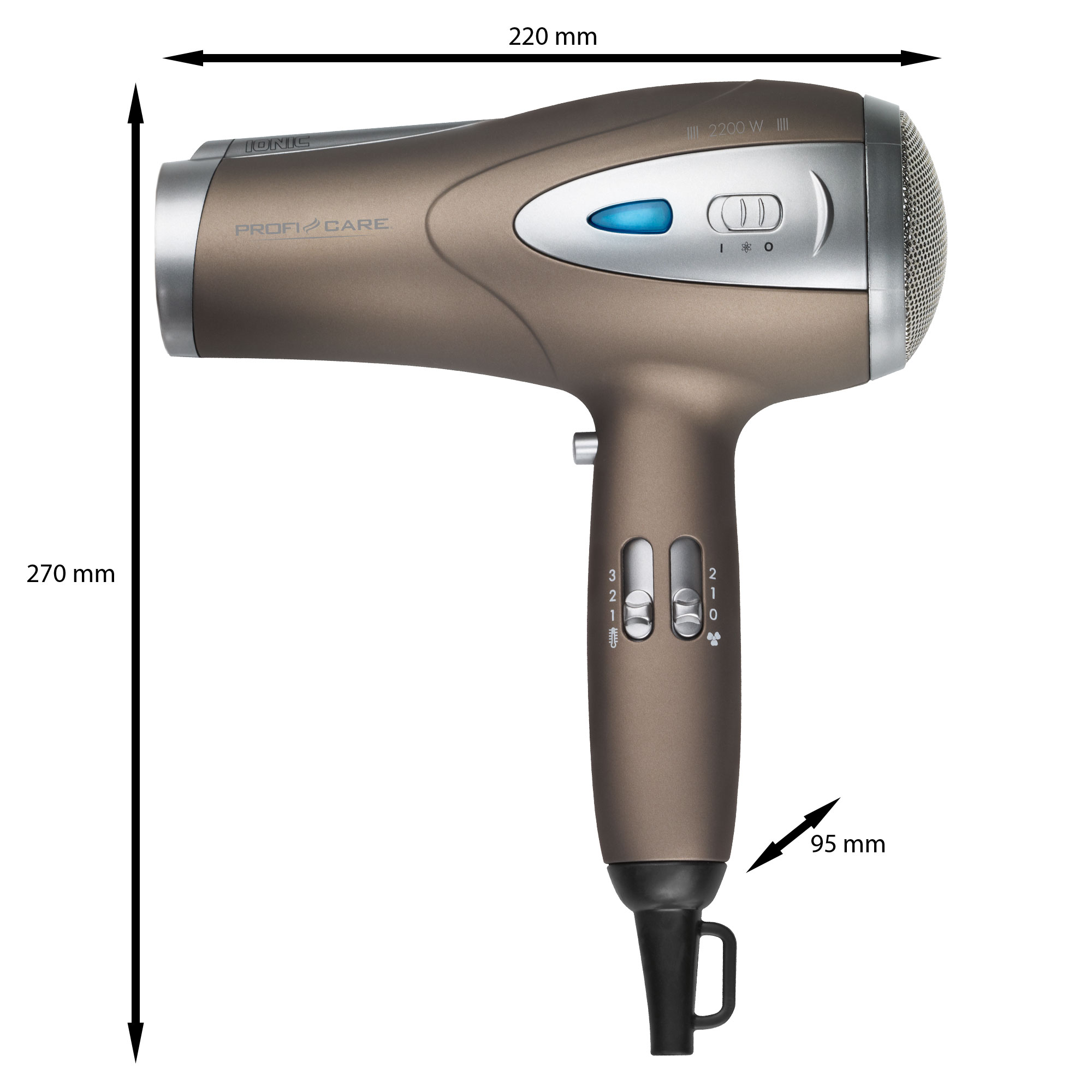PROFICARE Haartrockner PC-HTD 3113, Ionisierungsfunktion, 2200W, braun