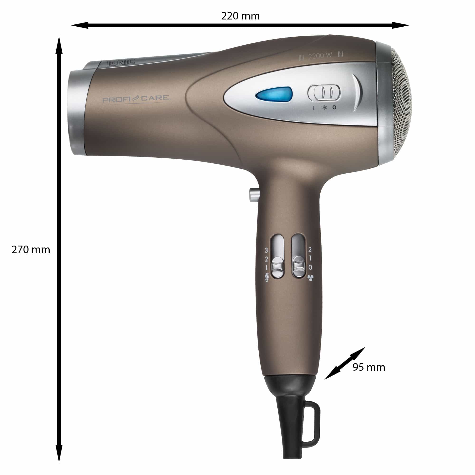 PROFI CARE Haartrockner PC-HTD 3113, Ionisierungsfunktion, 2200W, braun PROFICARE Haartrockner PC-HTD 3113, Ionisierungsfunktion, 2200W, braun