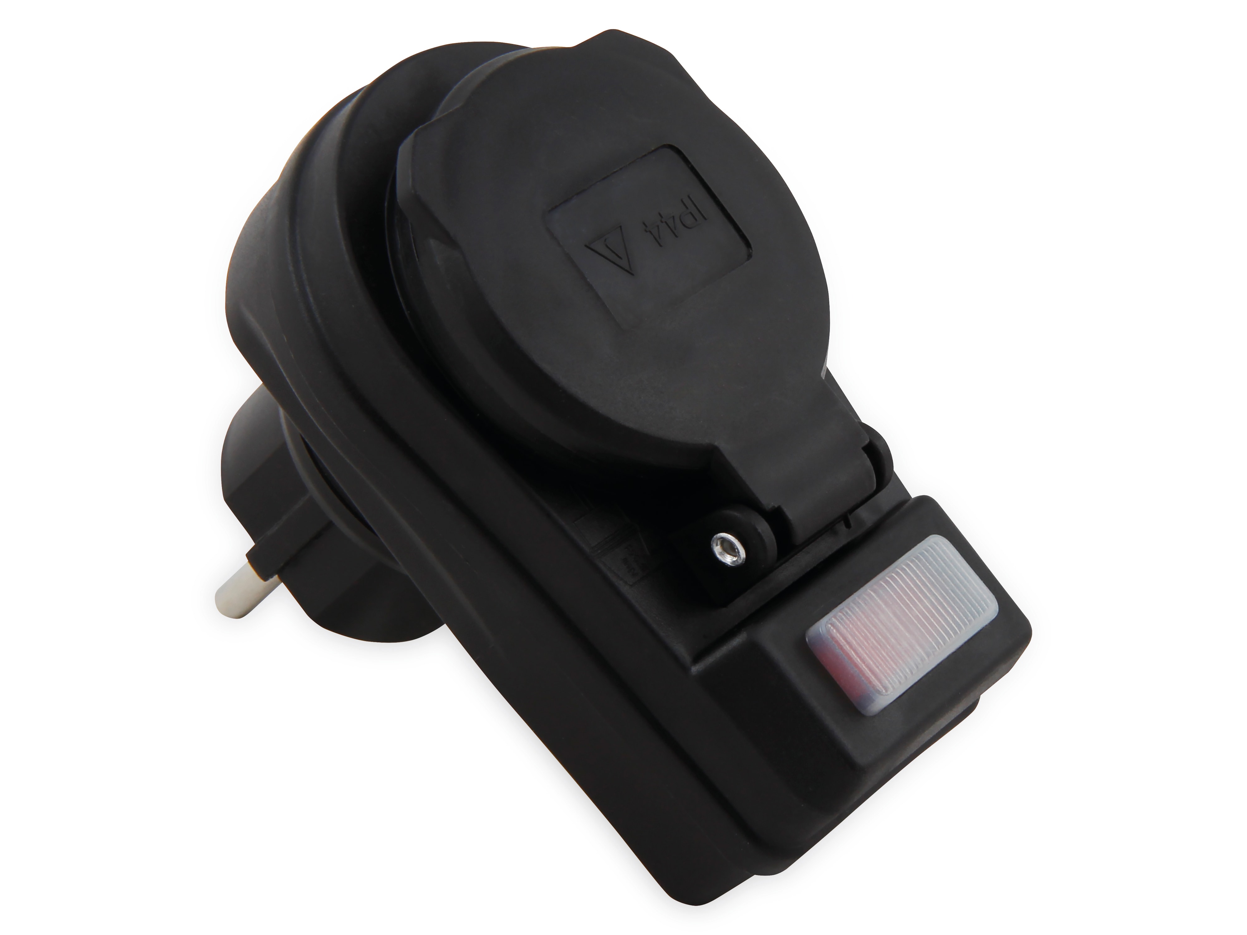 MCPOWER Schutzkontakt-Zwischensteckdose mit Schalter, IP44, schwarz MCPOWER Schutzkontakt-Zwischensteckdose mit Schalter, IP44, schwarz