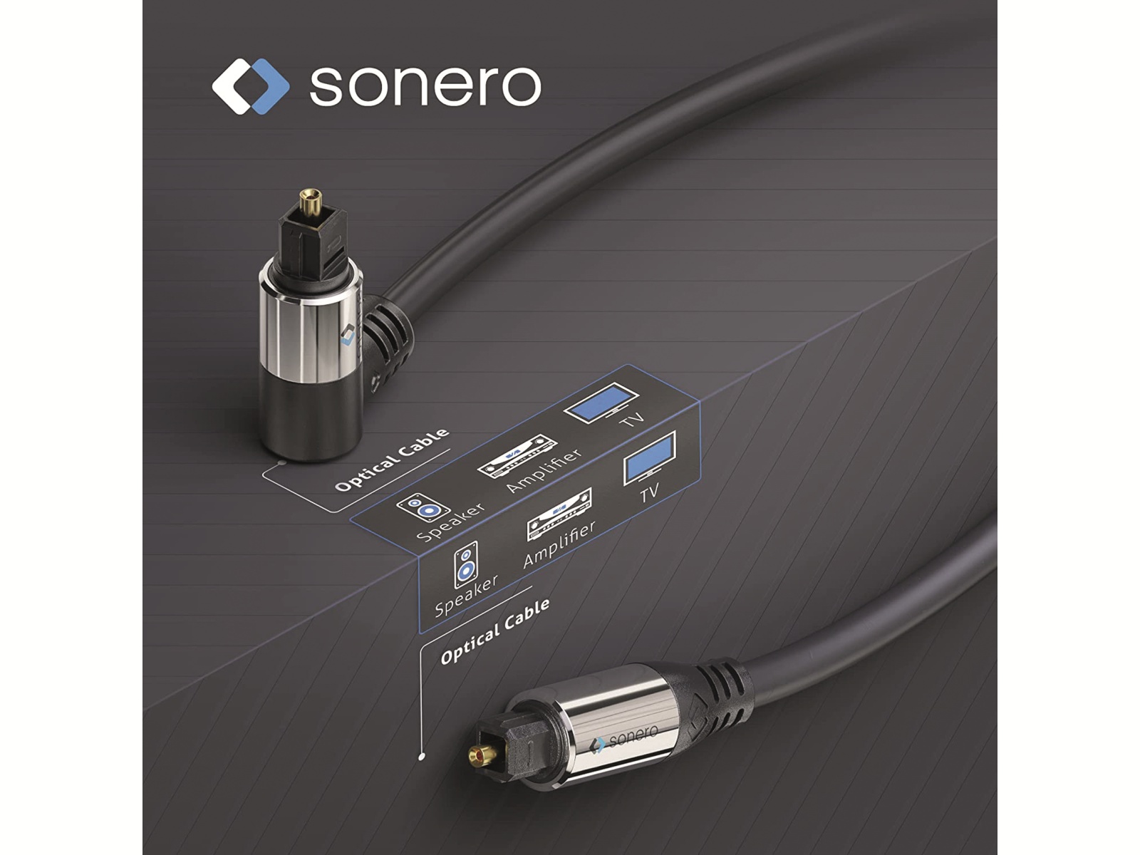 SONERO Lichtleiter-Kabel, 1 m, schwarz, 1x90° Stecker SONERO Lichtleiter-Kabel, 1 m, schwarz, 1x90° Stecker