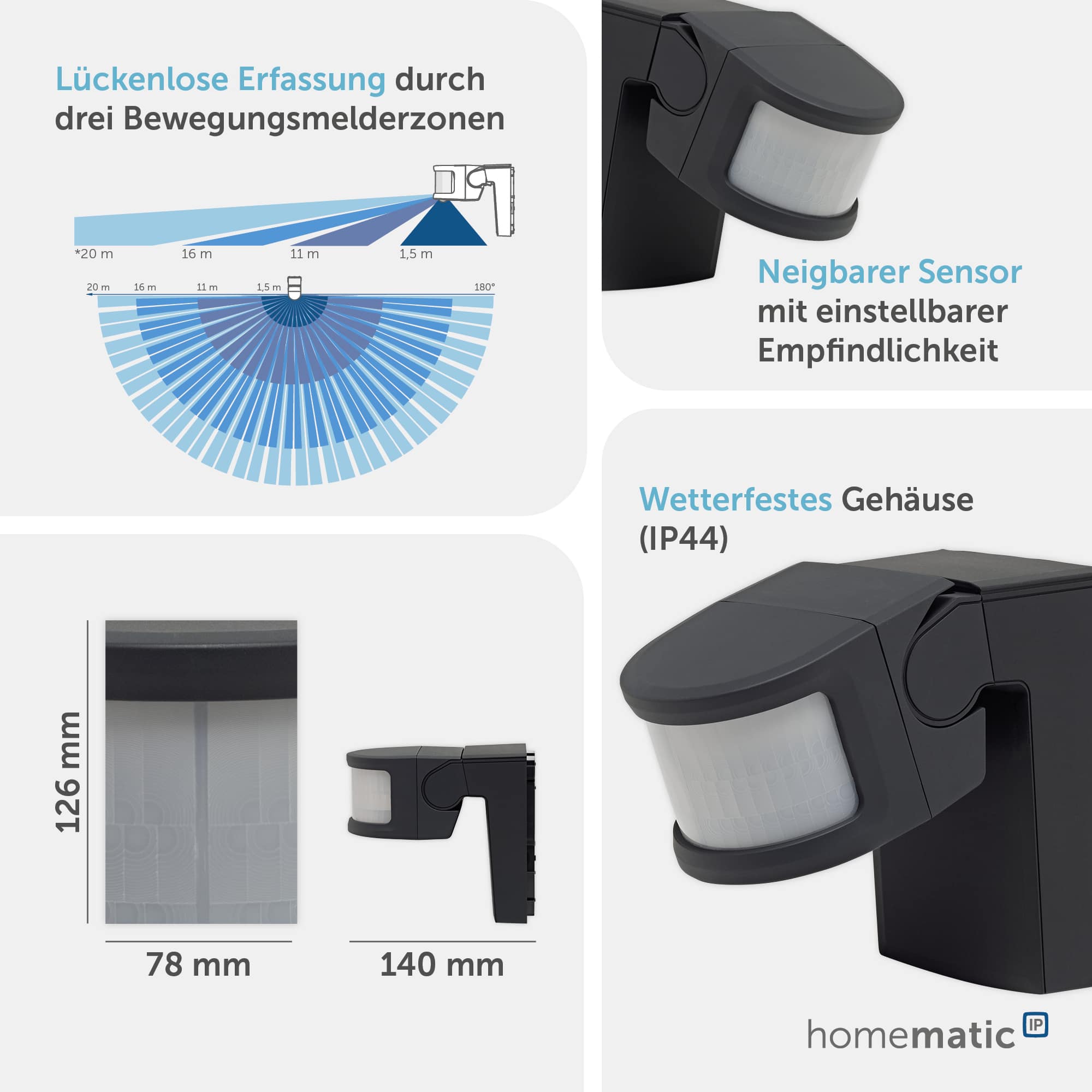 HOMEMATIC IP Bewegungsmelder mit Schaltaktor, außen, weiß HOMEMATIC IP Bewegungsmelder mit Schaltaktor, außen, weiß
