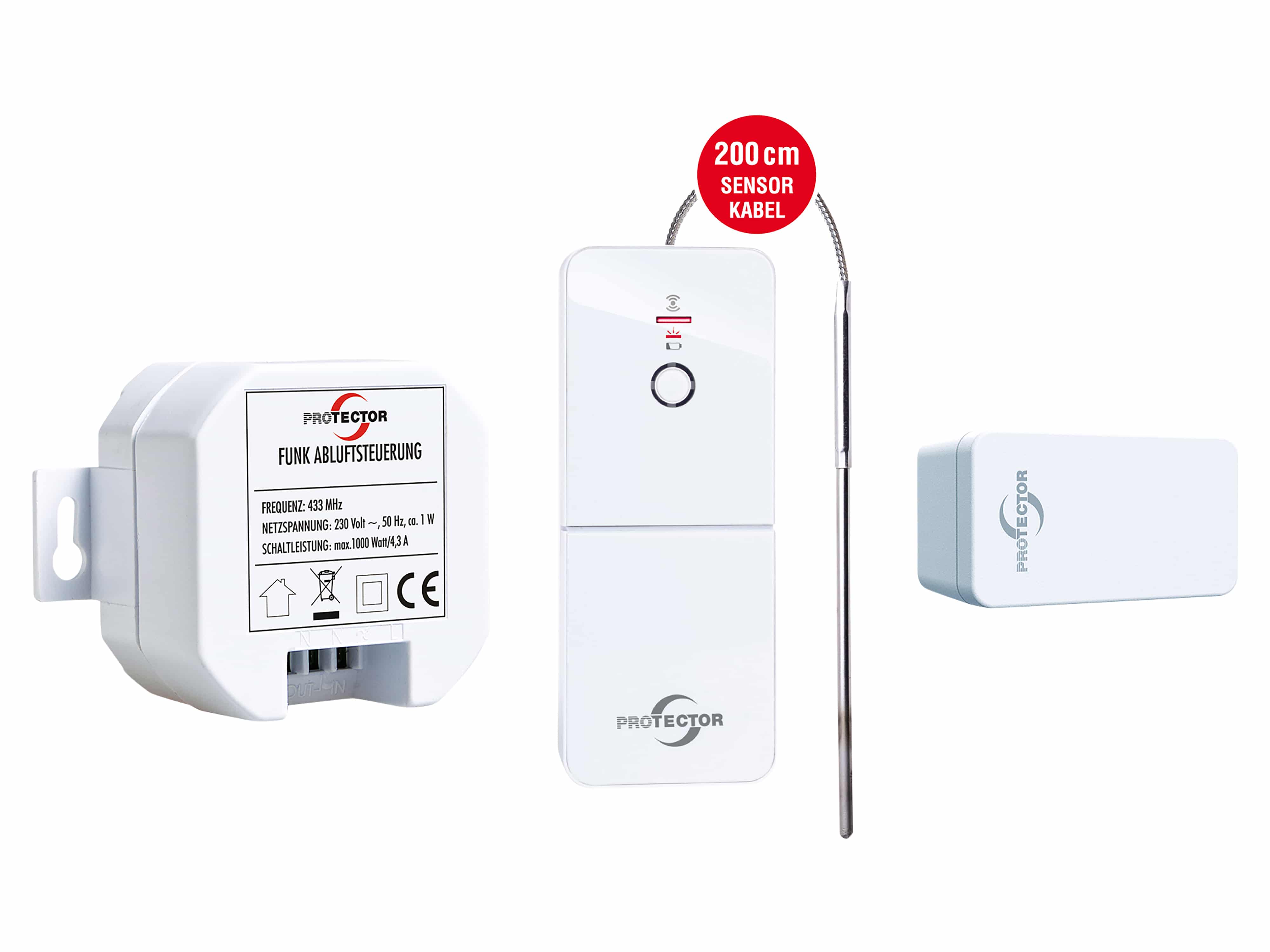 PROTECTOR Thermo-Funk-Abluftsteuerung ASK 6030, mit Kinetik Fenster-Sender, Einbauvariante PROTECTOR Thermo-Funk-Abluftsteuerung ASK 6030, mit Kinetik Fenster-Sender, Einbauvariante