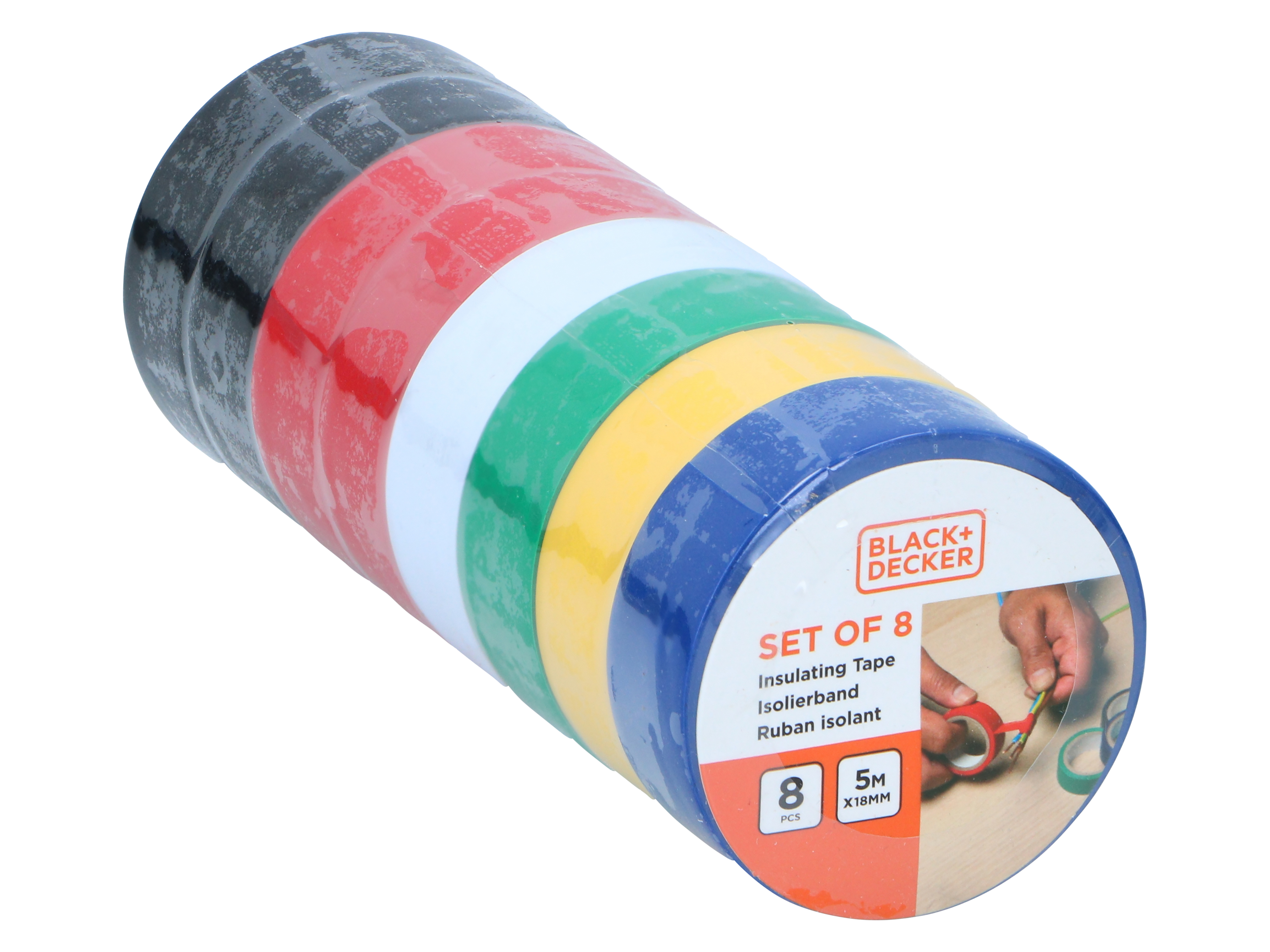 BLACK & DECKER Isolierband,18mm, 5m, 8 Rollen Isolierband, BLACK + DECKER, 18mm, 5m, 8 Rollen