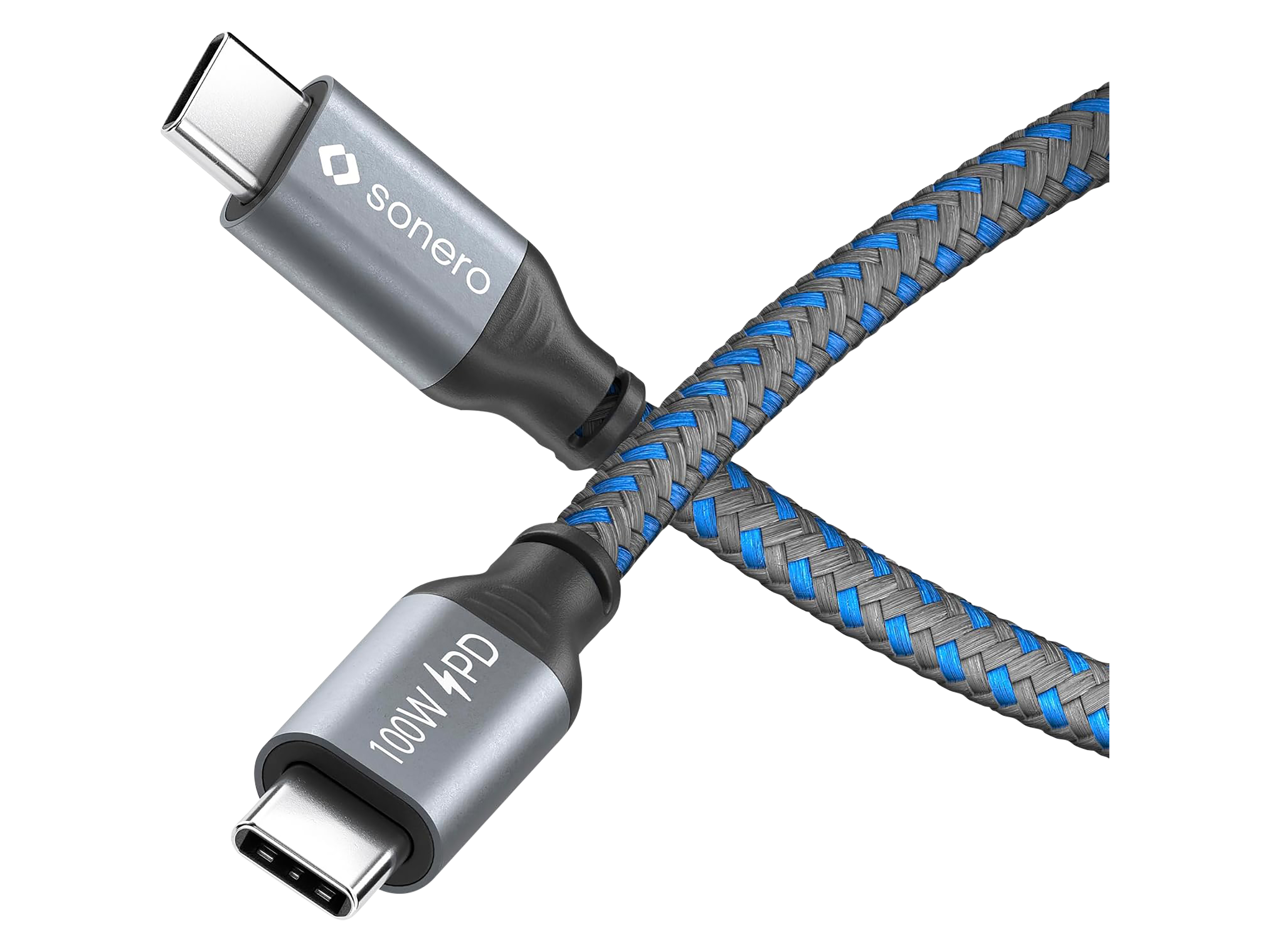 SONERO USB-C Kabel SPC-U310-020 100W PD 2m grau-blau SONERO USB-C Kabel SPC-U310-020 100W PD 2m grau-blau