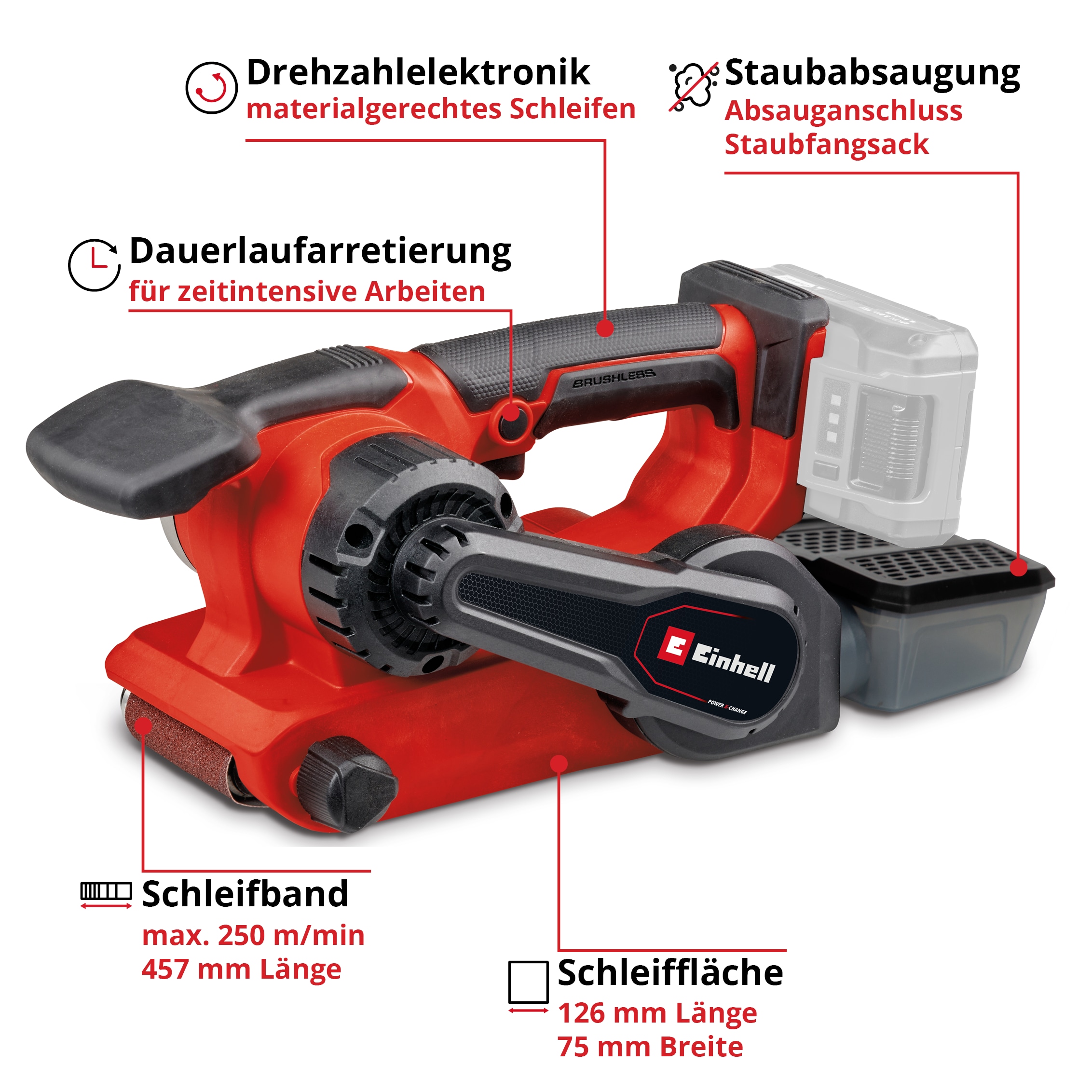 EINHELL PROFESSIONAL Akku-Bandschleifer TP-BS 18/457 Li BL, Solo EINHELL Akku-Bandschleifer TP-BS 18/457 Li BL, Solo