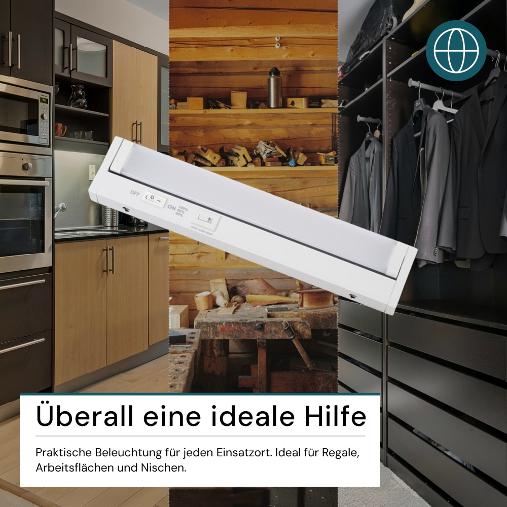 LUXULA LED-Unterbauleuchte, 4W, EEK: F, 400lm, CCT, IP20, dimmbar, weiß, 30 cm LUXULA LED-Unterbauleuchte, 4W, EEK: F, 400lm, CCT, IP20, dimmbar, weiß, 30 cm