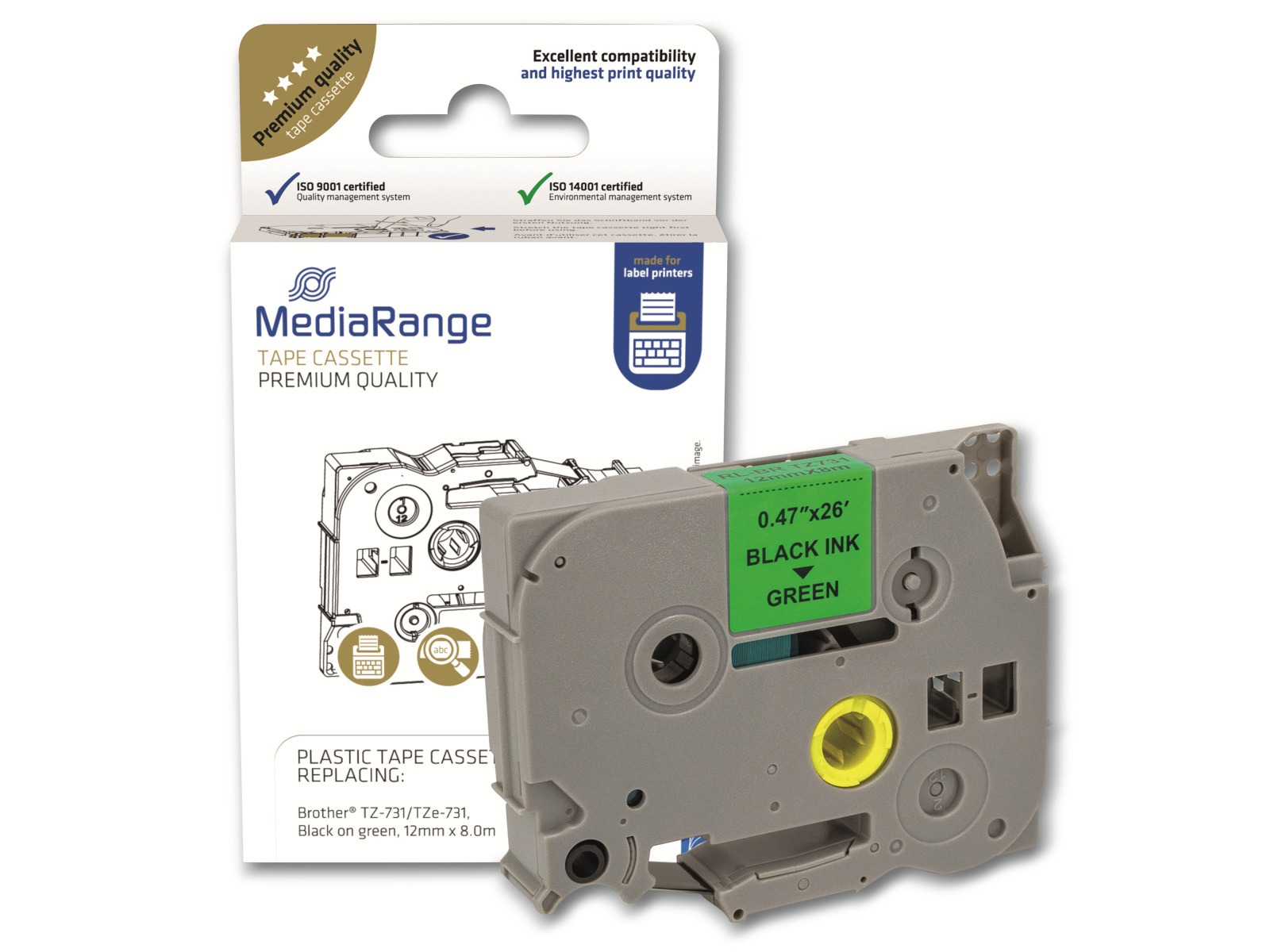 MEDIARANGE Schriftband MRBTZ731, ersetzt Brother TZ-731/TZe-731 MEDIARANGE Schriftband MRBTZ731, ersetzt Brother TZ-731/TZe-731