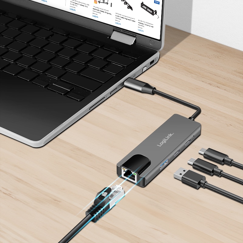 LOGILINK USB-C Hub UA0432 3Port 2,5G Gigabit Ethernet-Adapter LOGILINK USB-C Hub UA0432 3Port 2,5G Gigabit Ethernet-Adapter