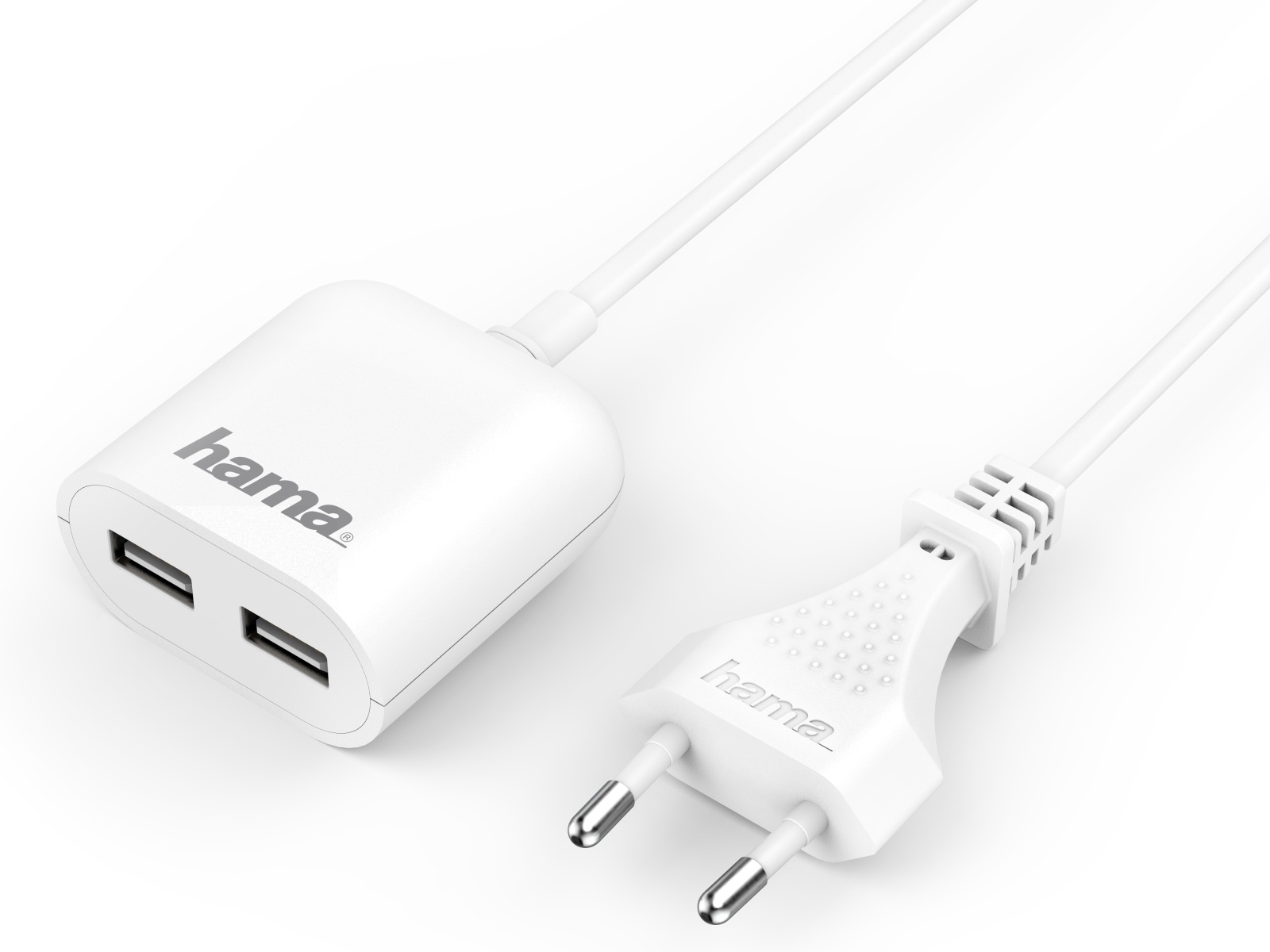 HAMA USB-Netzteil, 2x USB-Ausgänge, 1,9 m Kabel, weiß HAMA USB-Netzteil, 2x USB-Ausgänge, 1,9 m Kabel, weiß