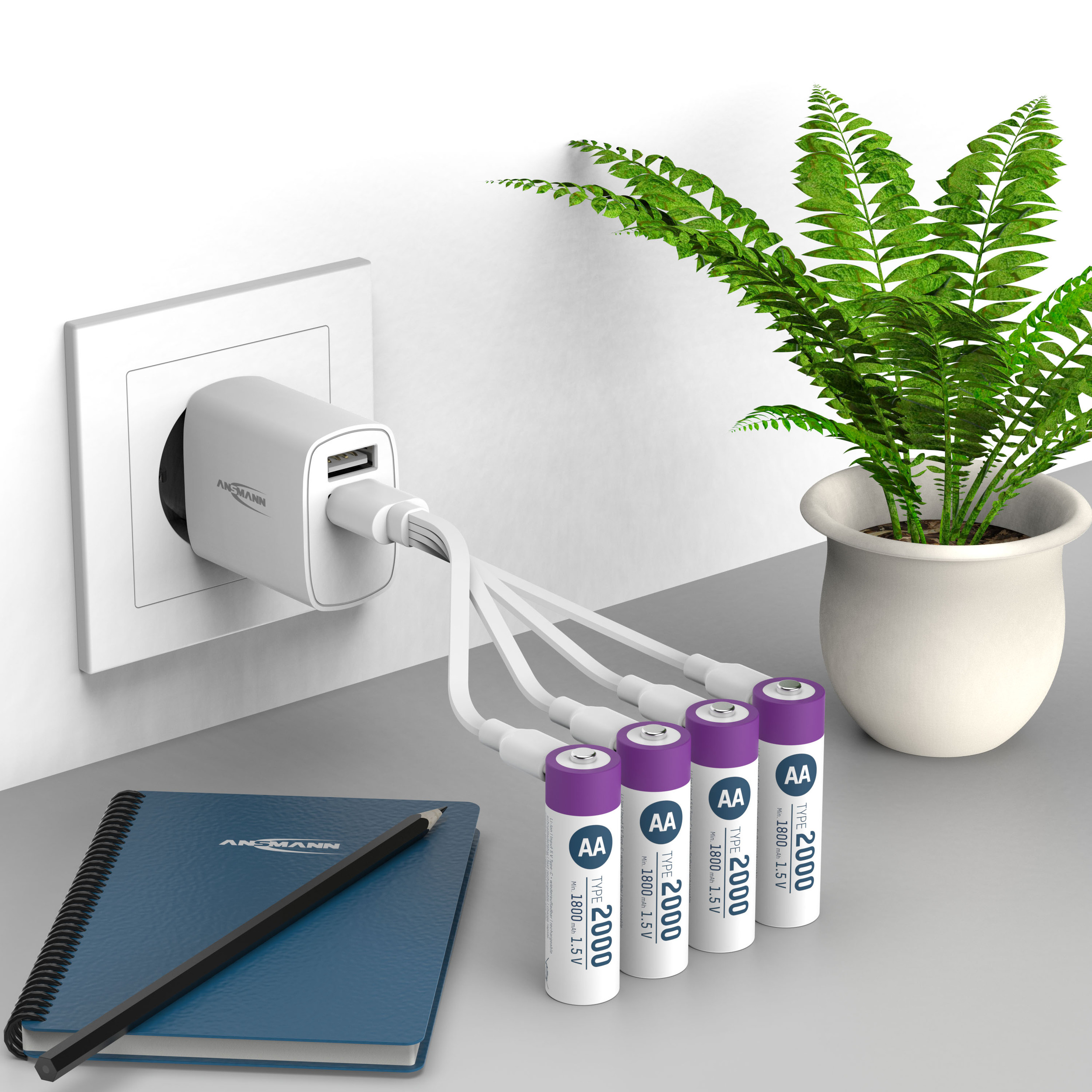 ANSMANN Li-Ion Mignon-Akku, AA, Typ 2000 (min. 1800mAh), 4 Stück ANSMANN Li-Ion Mignon-Akku, AA, Typ 2000 (min. 1800mAh), 4 Stück