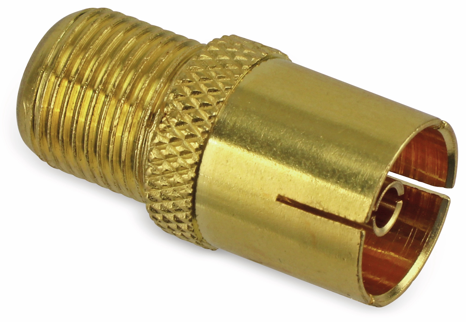 S-IMPULS F-Adapter, Koaxialkupplung/F-Kupplung, vergoldet S-IMPULS F-Adapter, Koaxialkupplung/F-Kupplung, vergoldet