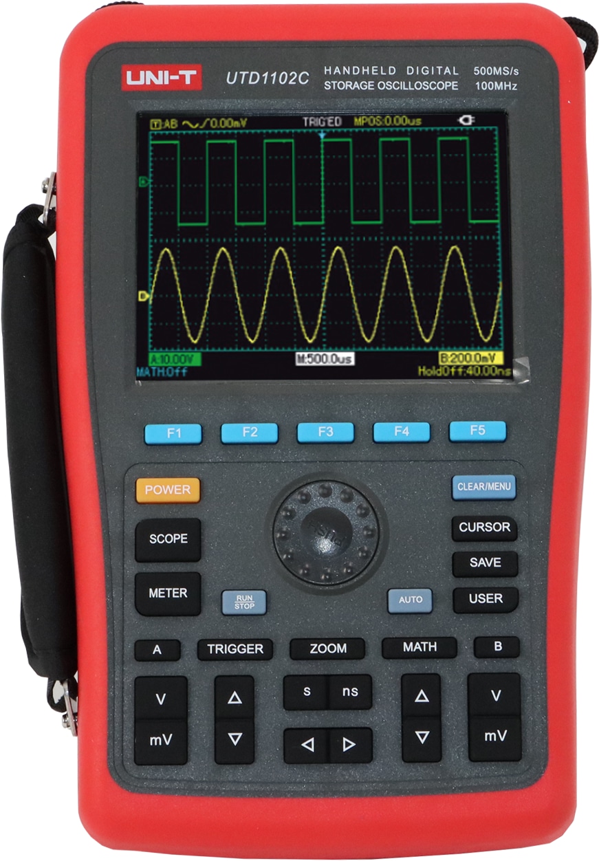 UNI-T Handheld-Oszilloskop, UTD1102C, 100 MHz, 2 Kanal, 500 MSa/s