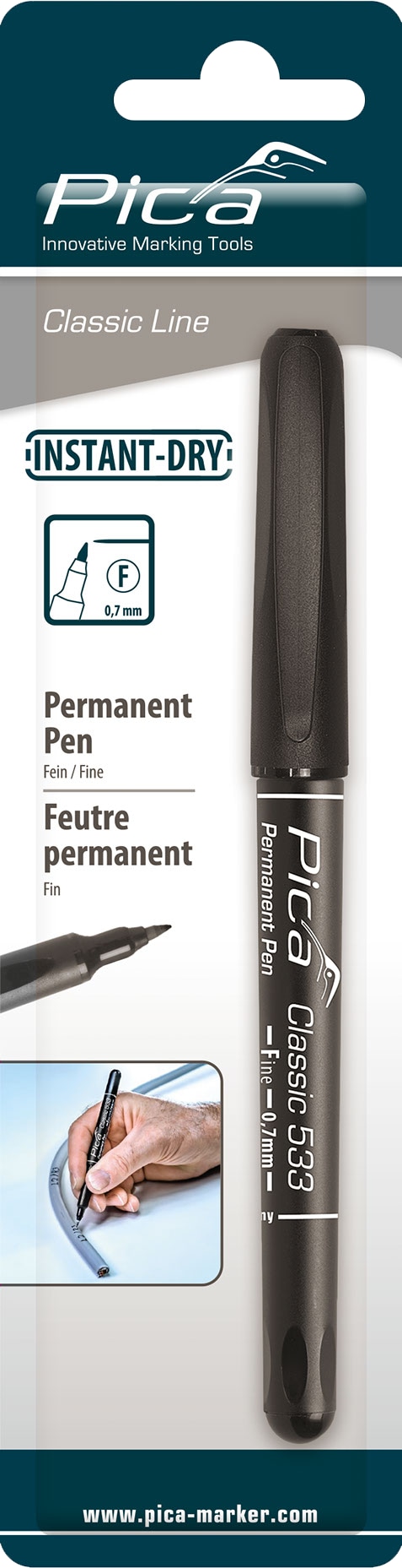 PICA Classic Permanent Pen, 533/46/SB, Fine, schwarz PICA Classic Permanent Pen, 533/46/SB, Fine, schwarz