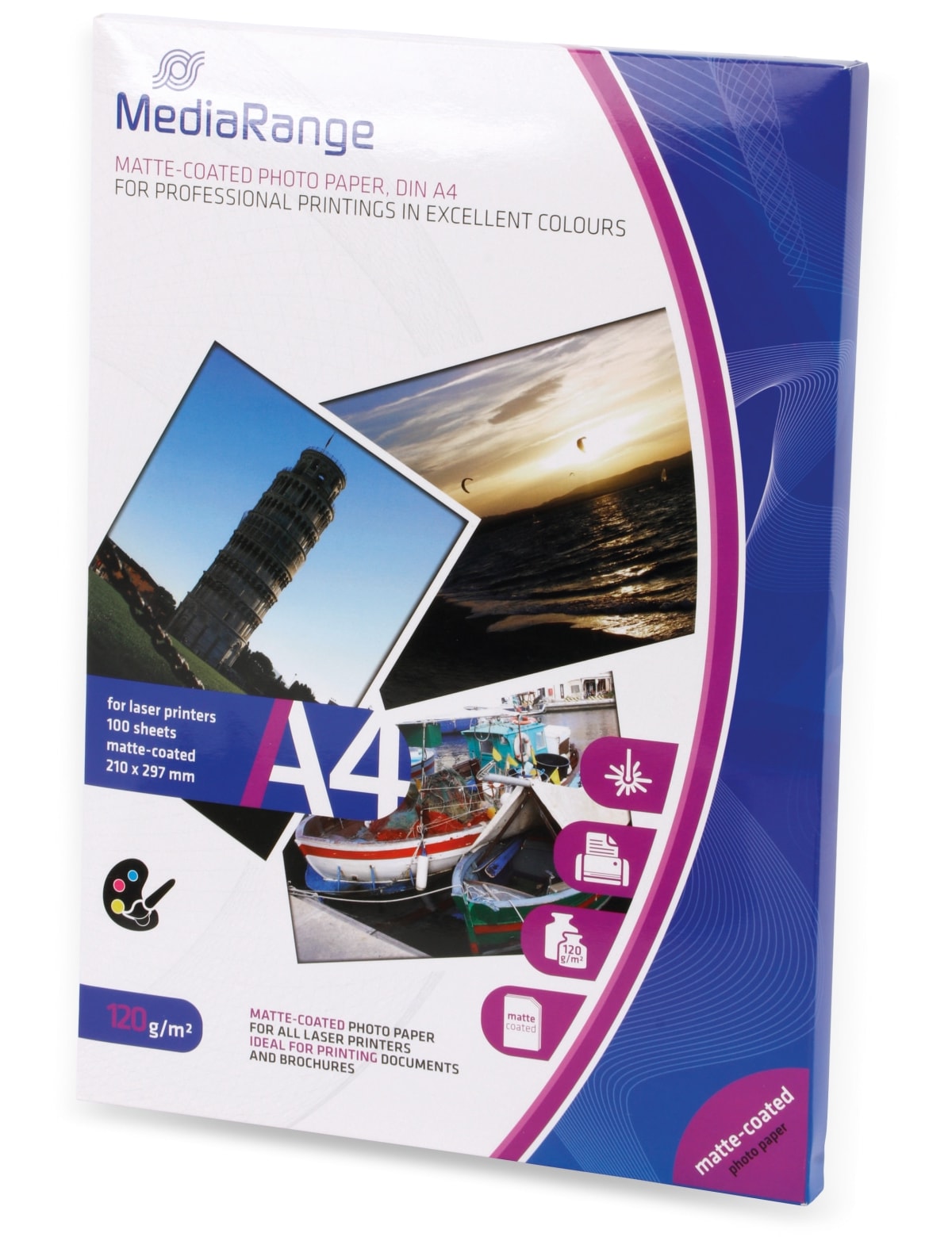 MEDIARANGE Fotopapier DIN A4, 120 g/m², matt, für Laserdrucker