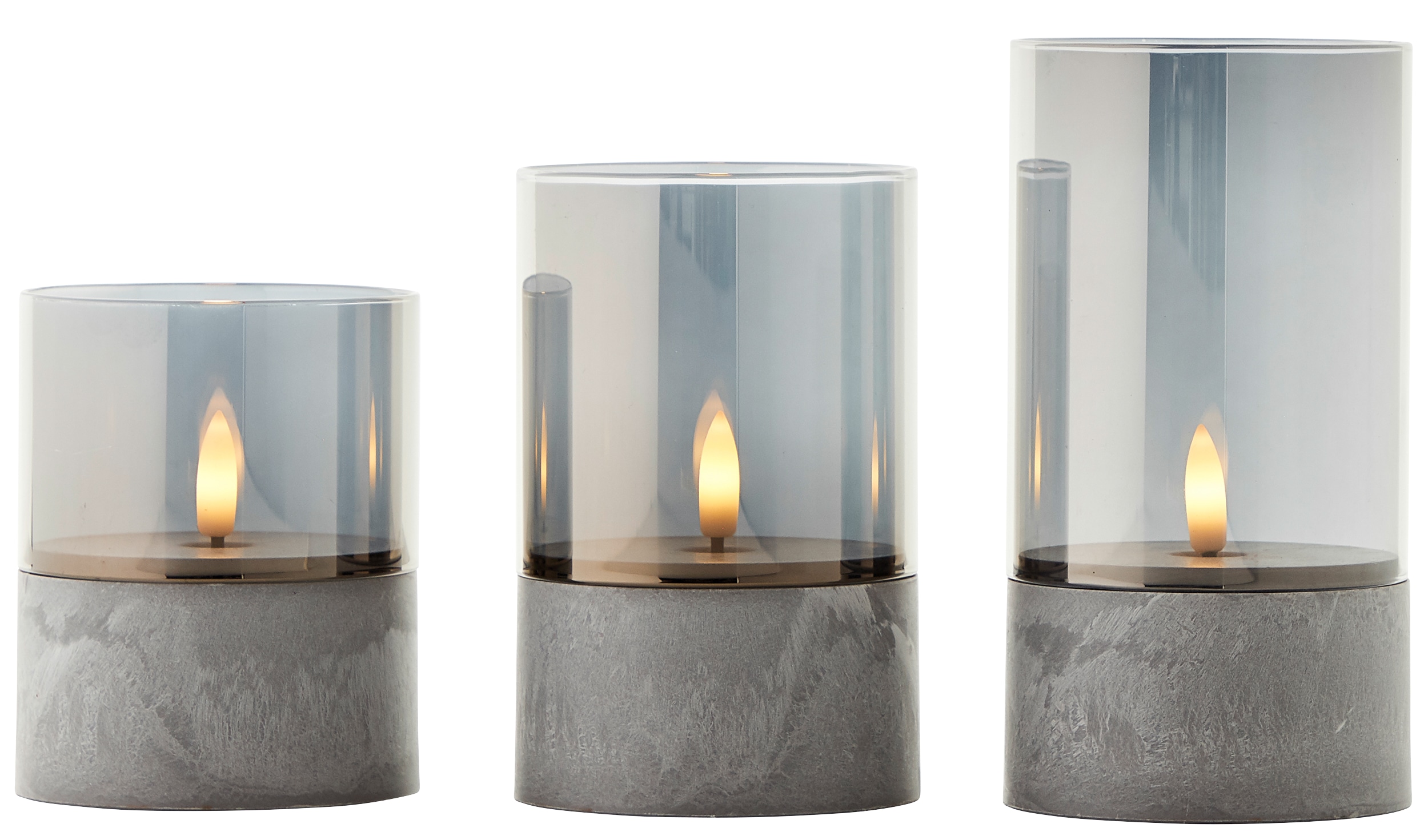 BRILLIANT LED Tischleuchten Kerzen Bougie, grau, rauchglas, 3 Stück BRILLIANT LED Tischleuchten Kerzen Bougie, grau, rauchglas, 3 Stück