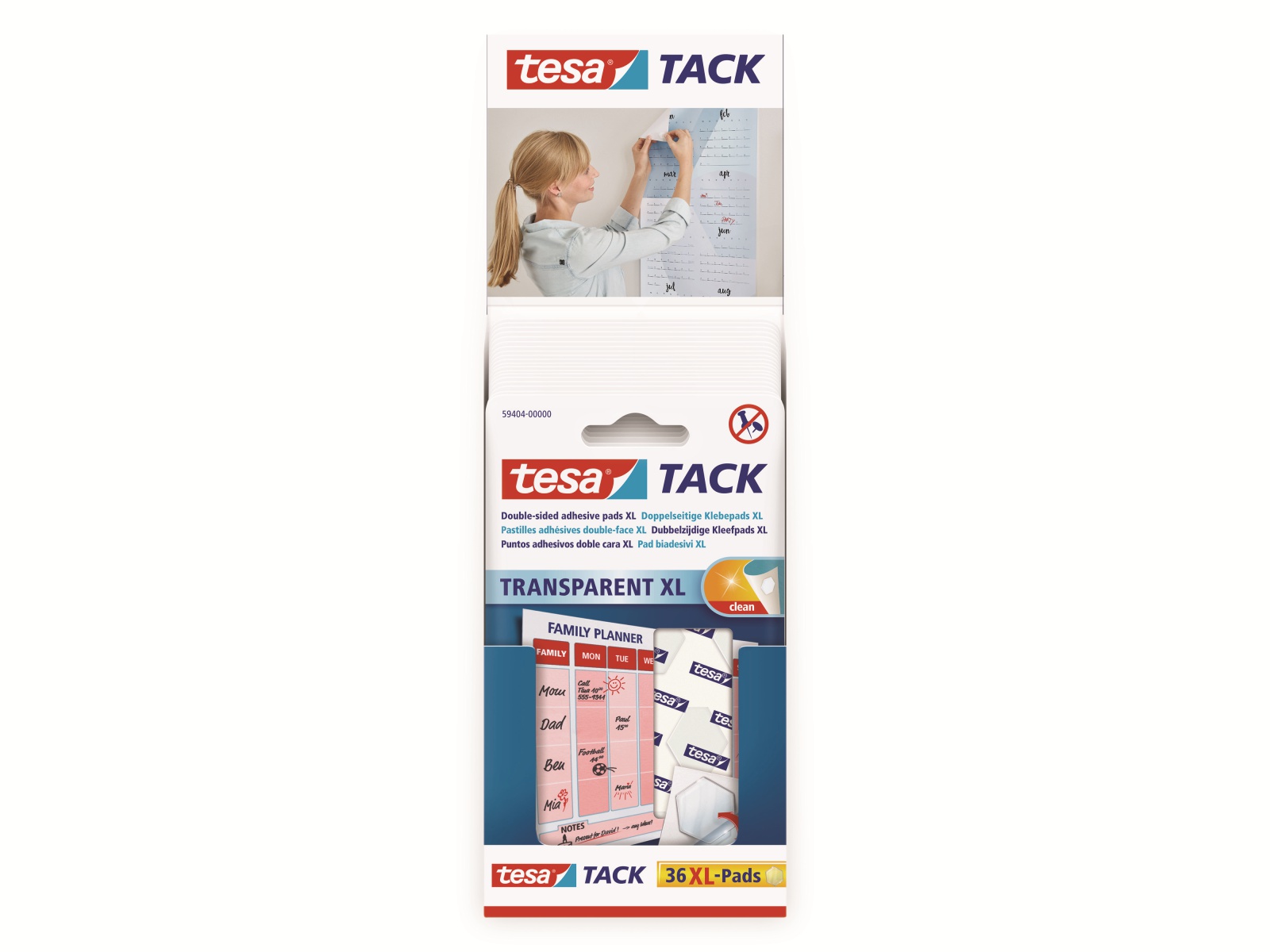 TESA Tack® Doppelseitige Klebepads XL, 36 Stück, 59404-00000-00 TESA Tack® Doppelseitige Klebepads XL, 36 Stück, 59404-00000-00
