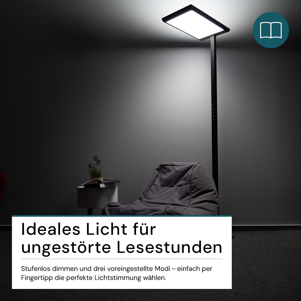 LUXULA LED-Büro-Stehleuchte, Up/Down, 100W, 4000K, EEK: F, 7000lm, IP20, dimmbar, schwarz LUXULA LED-Büro-Stehleuchte, Up/Down, 100W, 4000K, EEK: F, 7000lm, IP20, dimmbar, schwarz