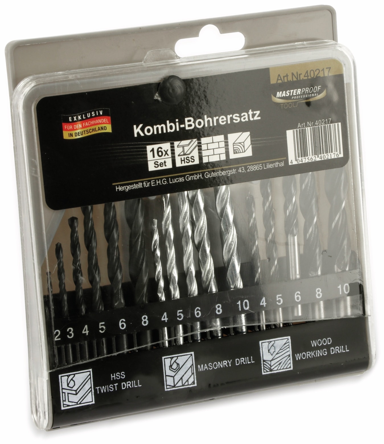 MASTERPROOF Kombi-Bohrer-Satz in Kunststoffbox, 2...10 mm, 16-teilig MASTERPROOF Kombi-Bohrer-Satz in Kunststoffbox, 2...10 mm, 16-teilig