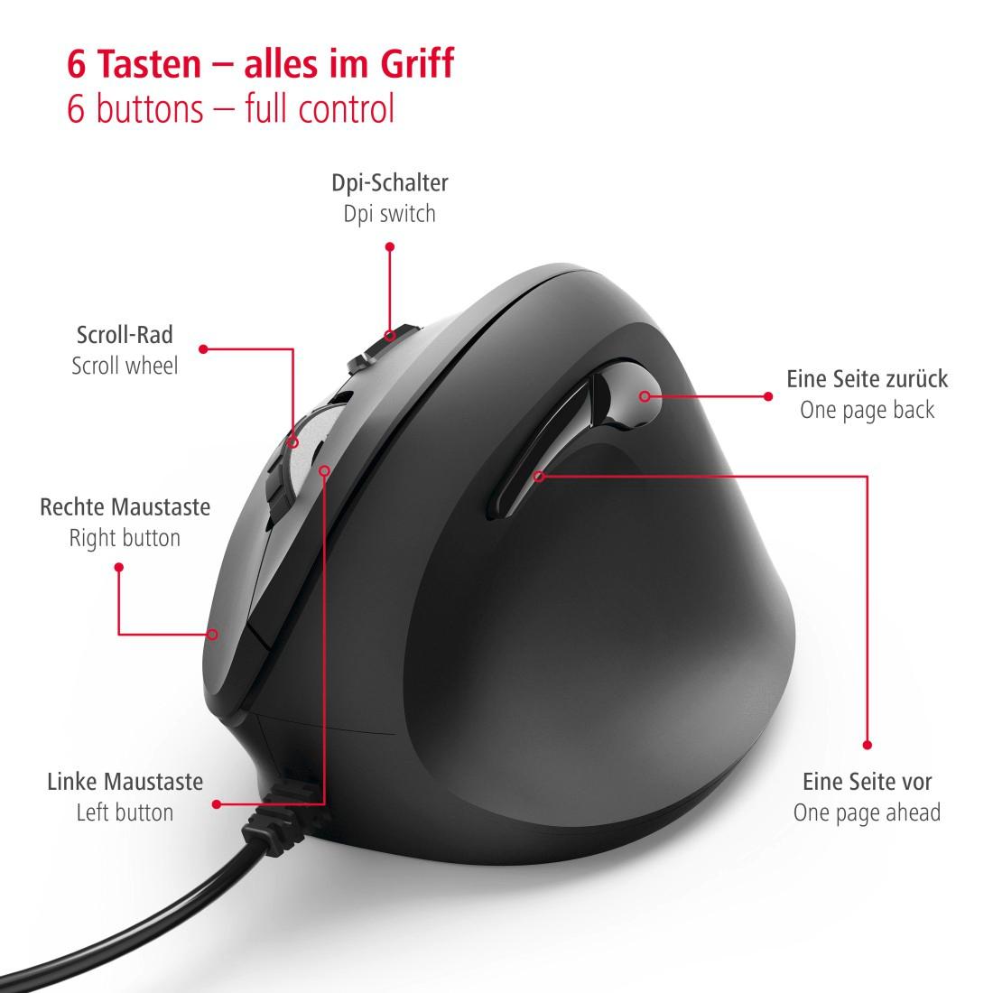 HAMA USB-Maus EMC-500, ergonomisch, 6 Tasten, schwarz HAMA USB-Maus EMC-500, ergonomisch, 6 Tasten, schwarz