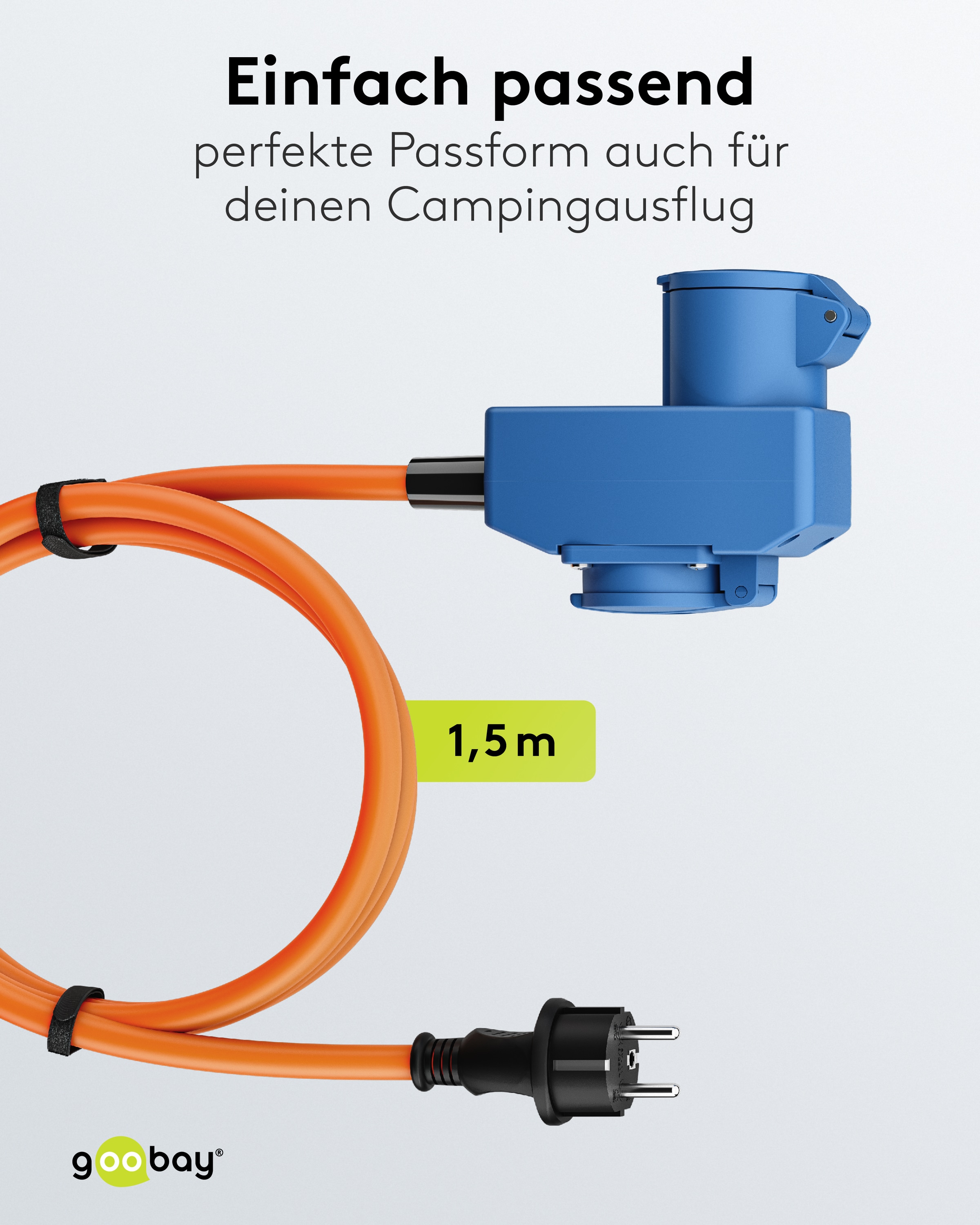 GOOBAY CEE-Adapterkabel 76222, 1,5 m, Schutzkontakt Stecker zu CEE-+ SK.-Kupplung GOOBAY CEE-Adapterkabel 76222, 1,5 m, Schutzkontakt Stecker zu CEE-+ SK.-Kupplung