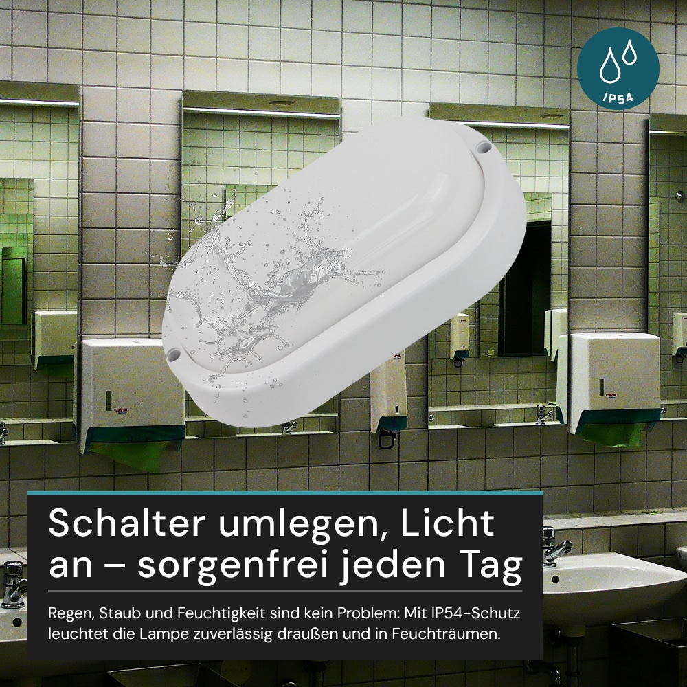 LUXULA LED-Kellerleuchte, 12W, EEK: F, 1080lm, CCT, IP54, weiß LUXULA LED-Kellerleuchte, 12W, EEK: F, 1080lm, CCT, IP54, weiß