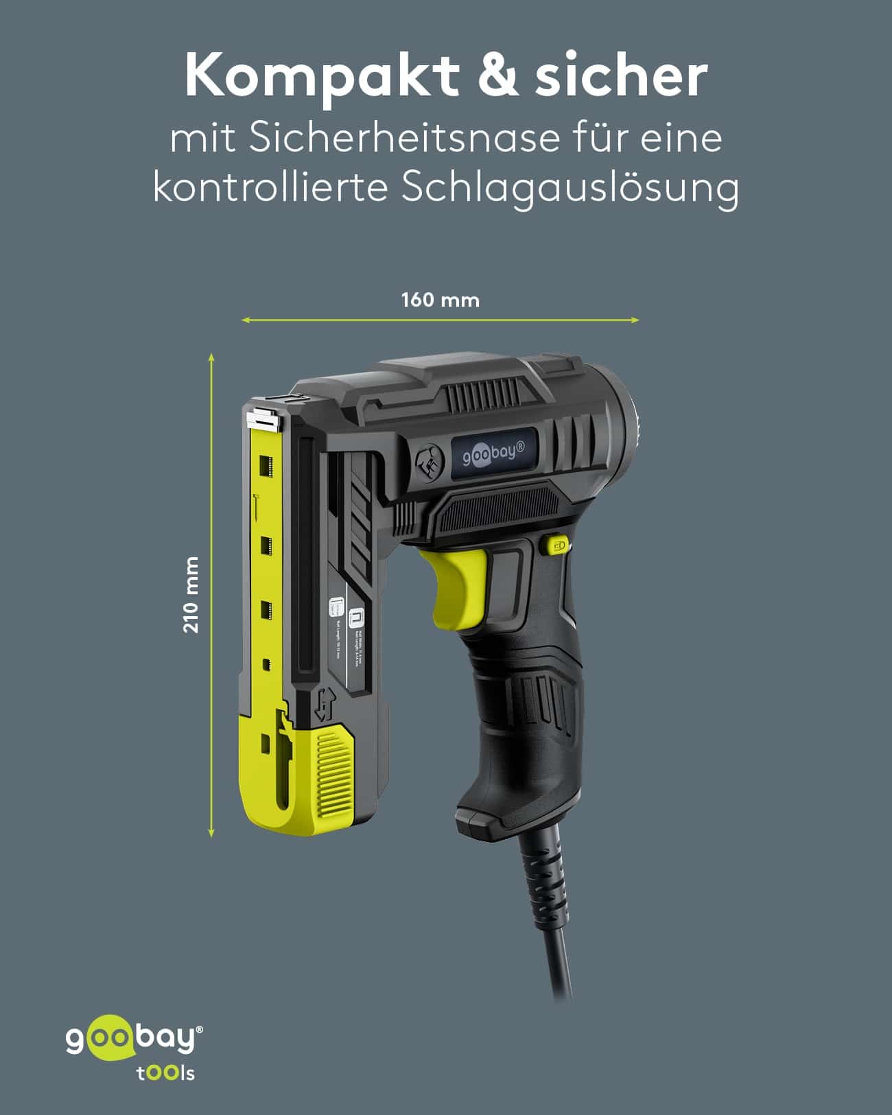 GOOBAY TOOLS 2in1 Elektrotacker-Set, 77820, mit 400 Tackernadeln und 100 Nägeln GOOBAY TOOLS 2in1 Elektrotacker-Set, 77820, mit 400 Tackernadeln und 100 Nägeln