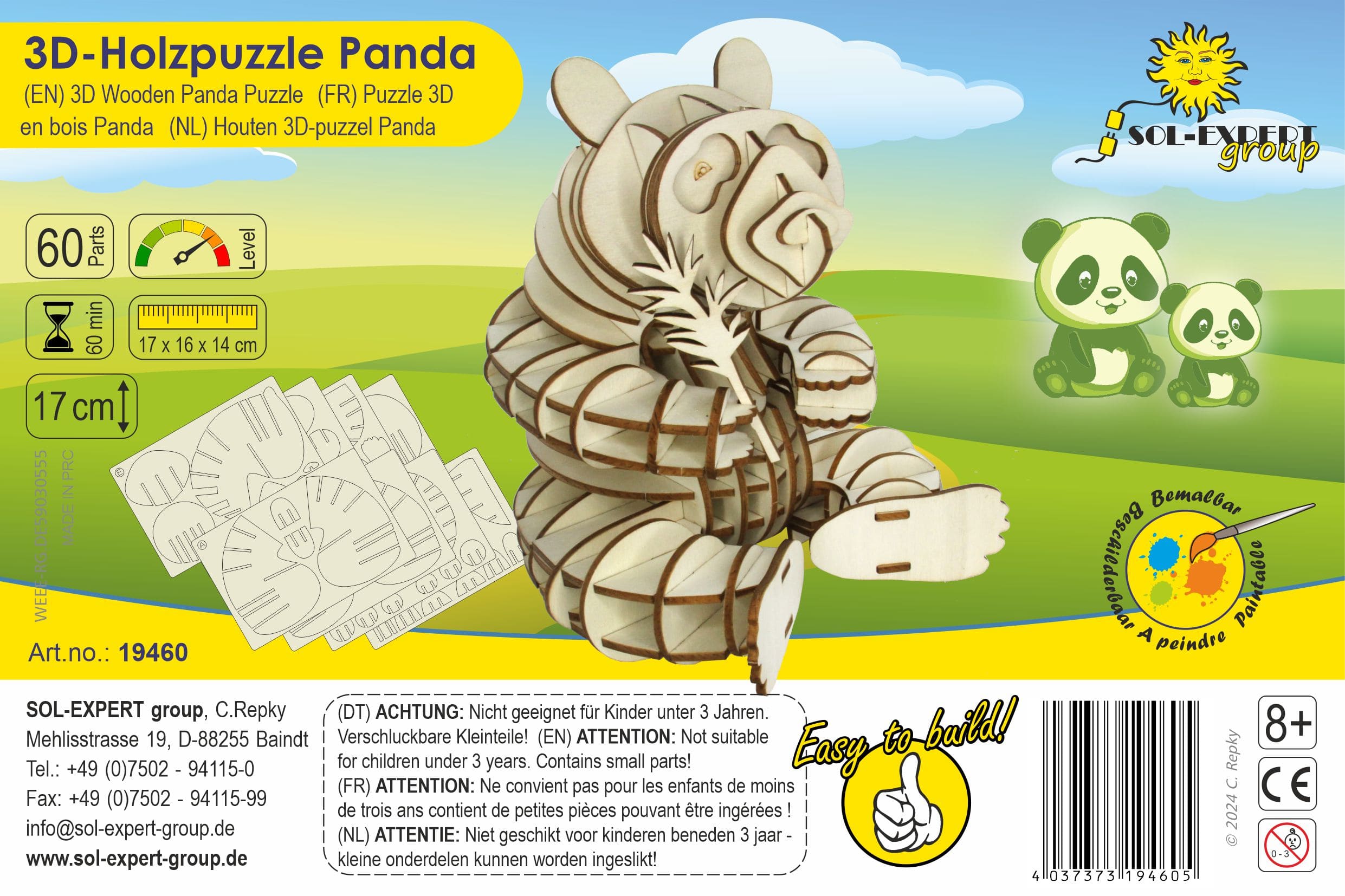 SOL-EXPERT 3D Holz Puzzle Panda Bär SOL-EXPERT 3D Holz Puzzle Panda Bär