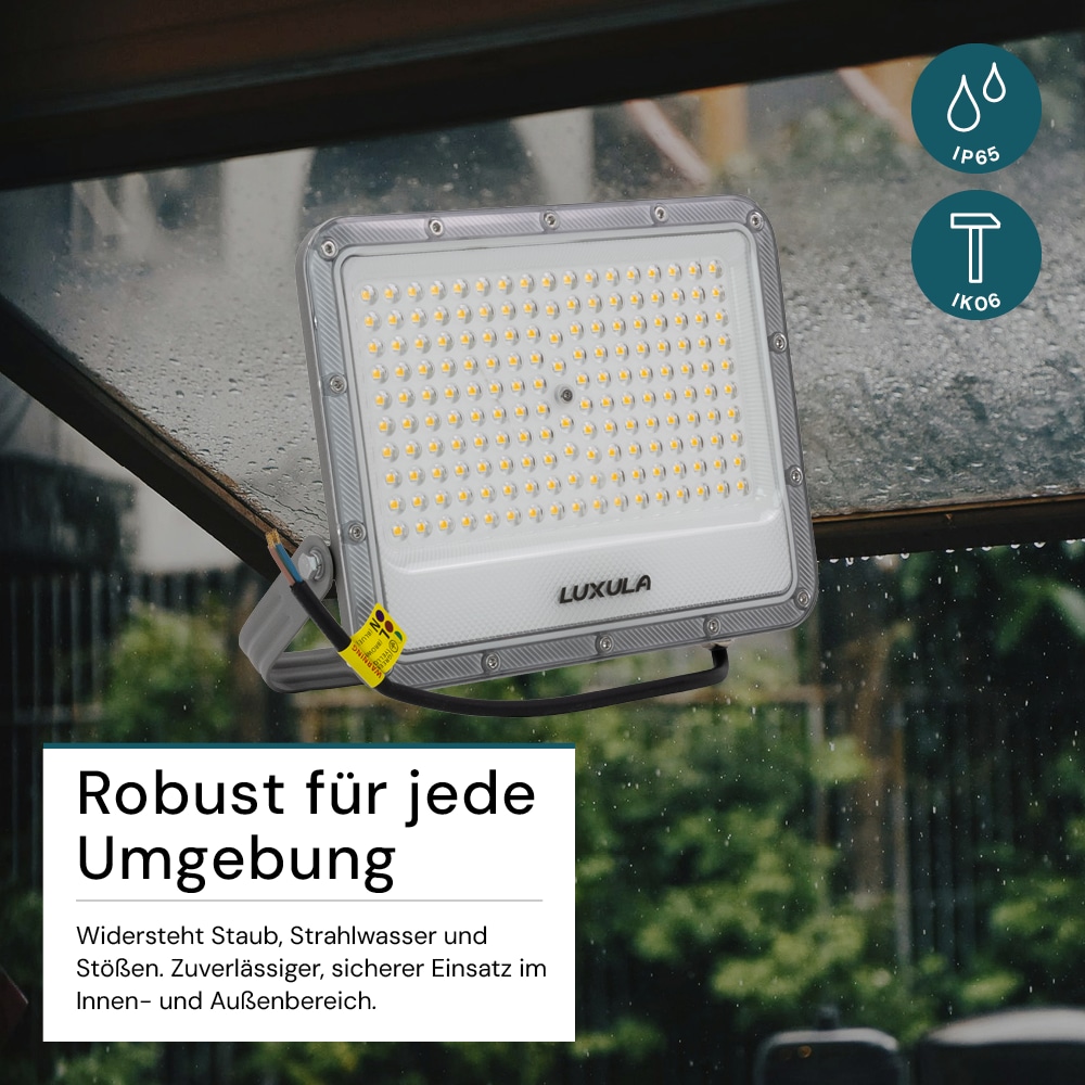 LUXULA LED-Fluter, EEK: E, 100W, 12000lm, 4000K, IP65, grau LUXULA LED-Fluter, EEK: E, 100W, 12000lm, 4000K, IP65, grau