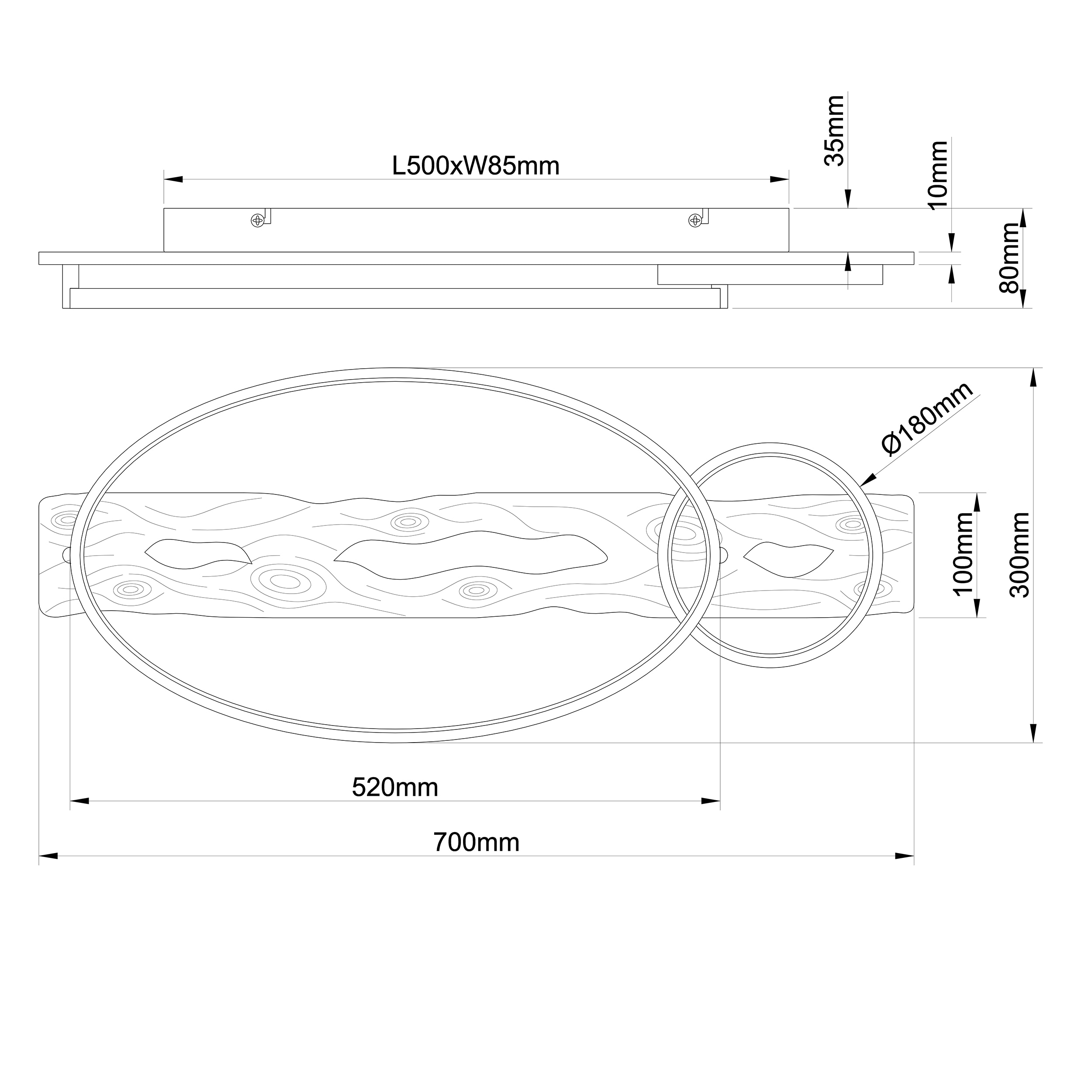 BRILLIANT LED-Deckenleuchte Pirus, 30 W, 3300 lm, 3000 K, dimmbar
