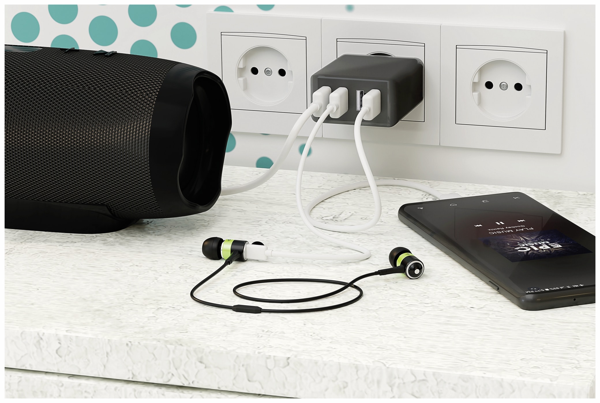 GOOBAY USB-Lader 44953, 4-fach, 3 A, 30 W, schwarz GOOBAY USB-Lader 44953, 4-fach, 3 A, 30 W, schwarz