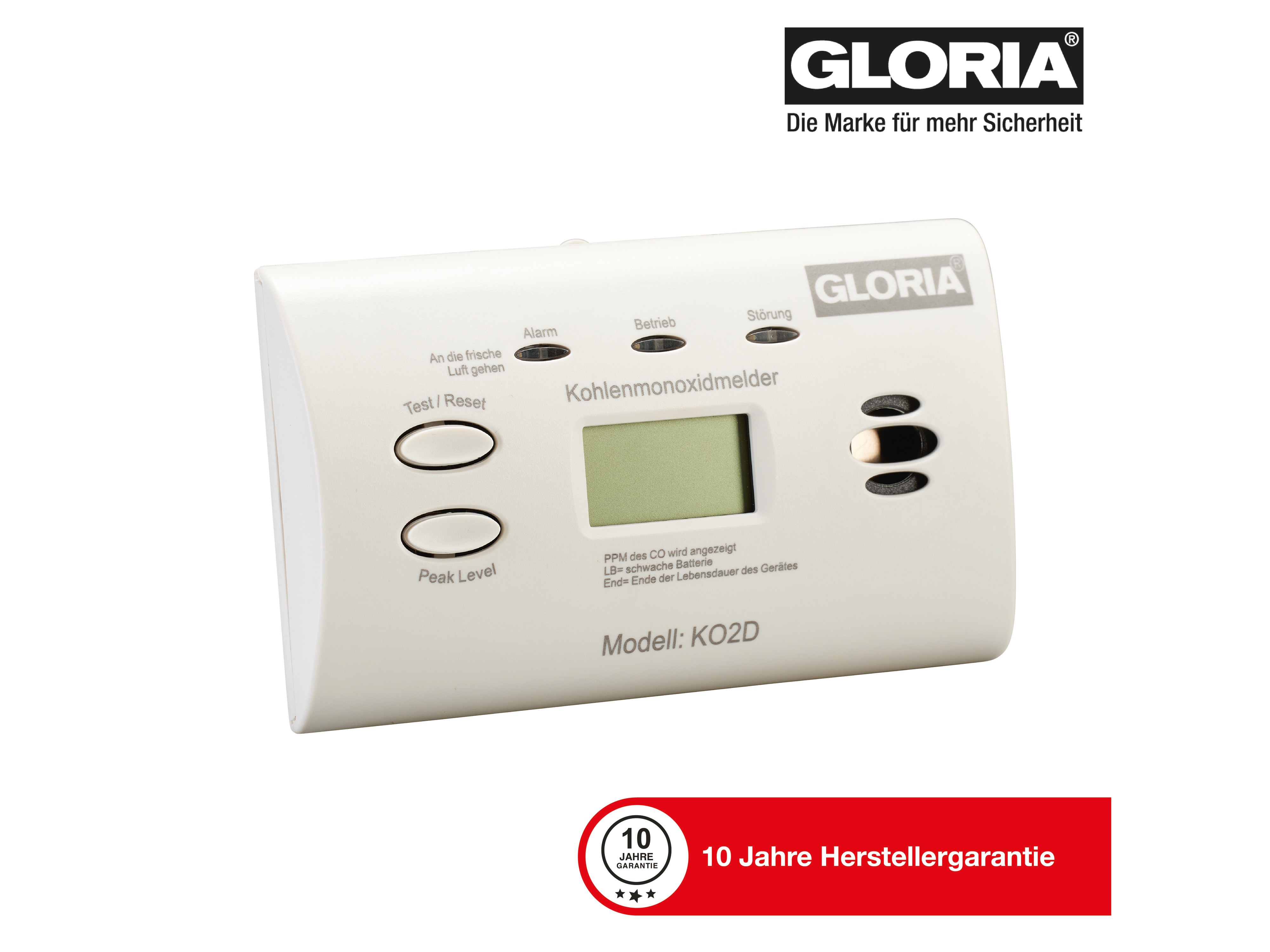 GLORIA Kohlenmonoxid-Melder KO2D, mit Display GLORIA Kohlenmonoxid-Melder KO2D, mit Display