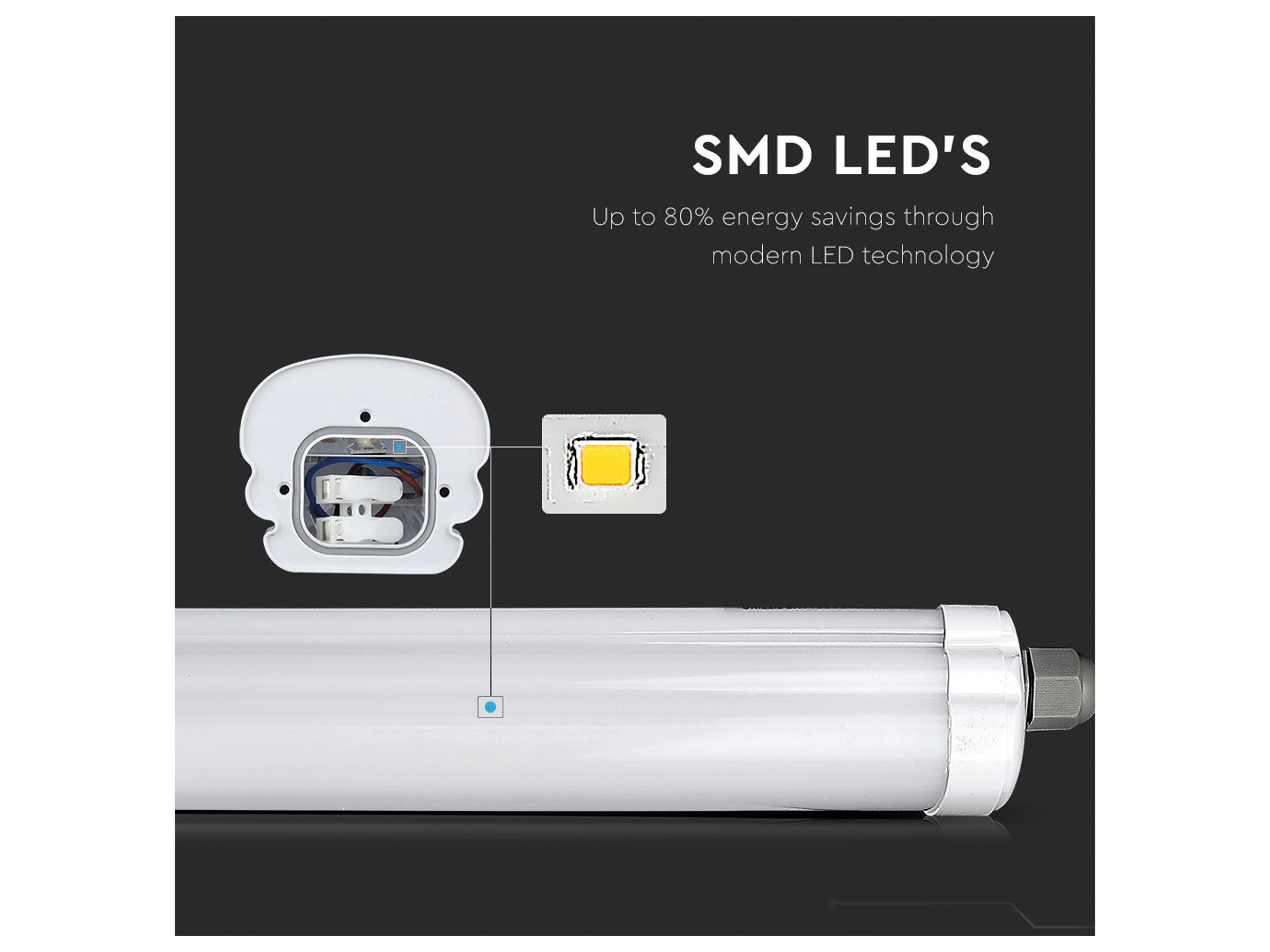 V-TAC LED-Feuchtraum-Wannenleuchte VT-1249-N, EEK: E, 36 W, 4320 lm, 4500 K, 1200 mm