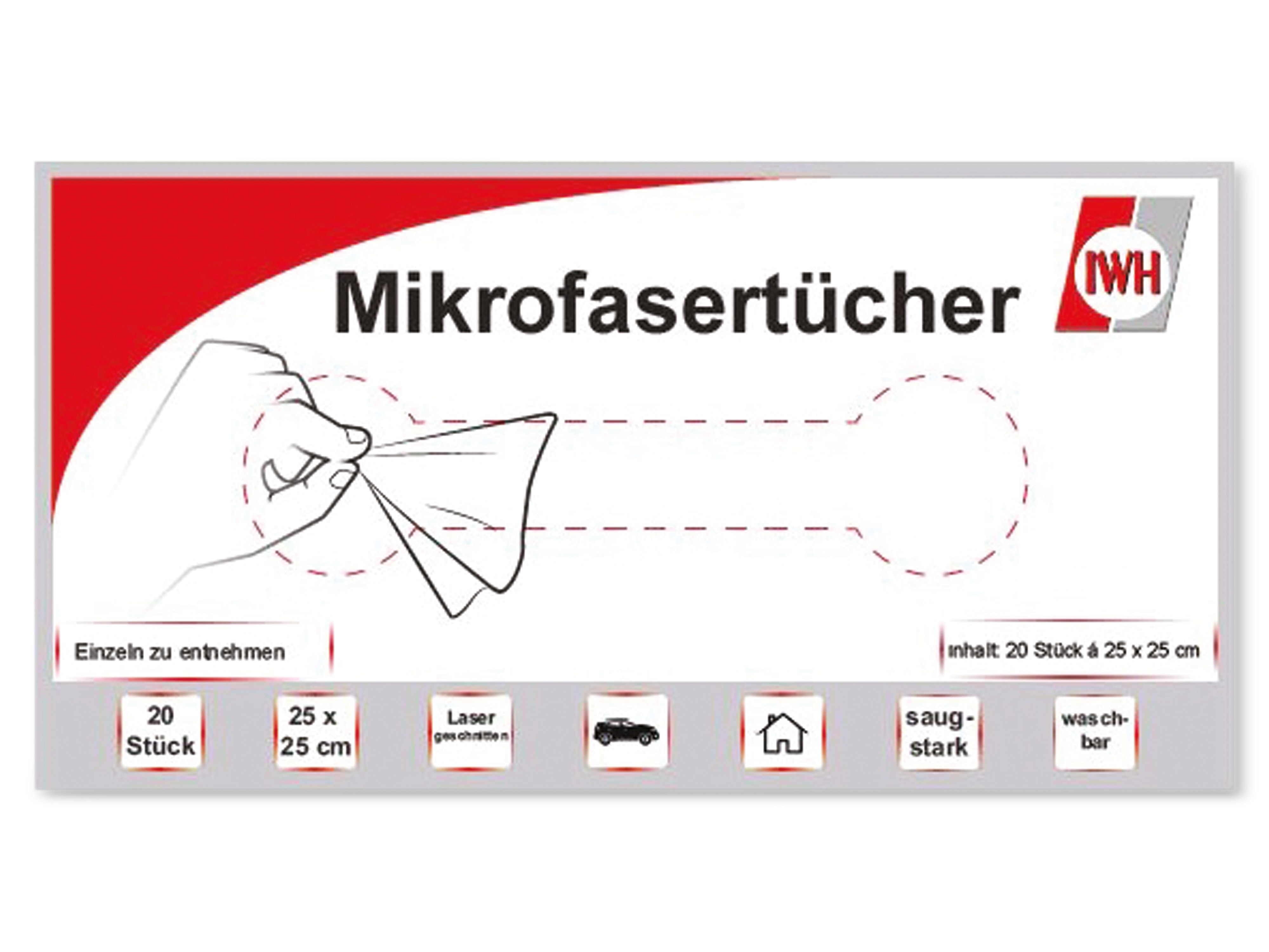 IWH Mikrofasertücher in der Box, 25x25 cm, 20 Stück