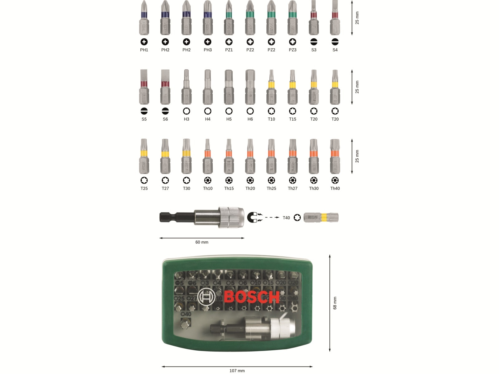 BOSCH Schrauberbit-Set, 32-teilig mit Farbcodierung BOSCH Schrauberbit-Set, 32-teilig mit Farbcodierung