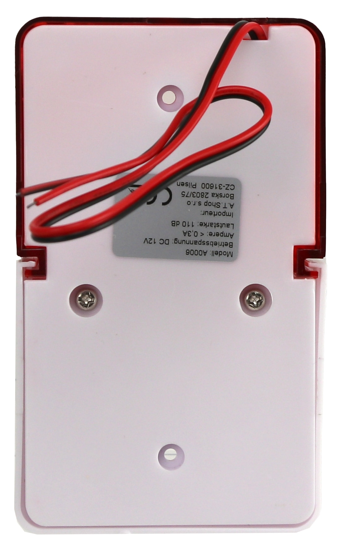 Alarmsirene mit Blitzlicht, 12 V-, 110 dB, weiß/rot Alarmsirene mit Blitzlicht, 12 V-, 110 dB, weiß/rot