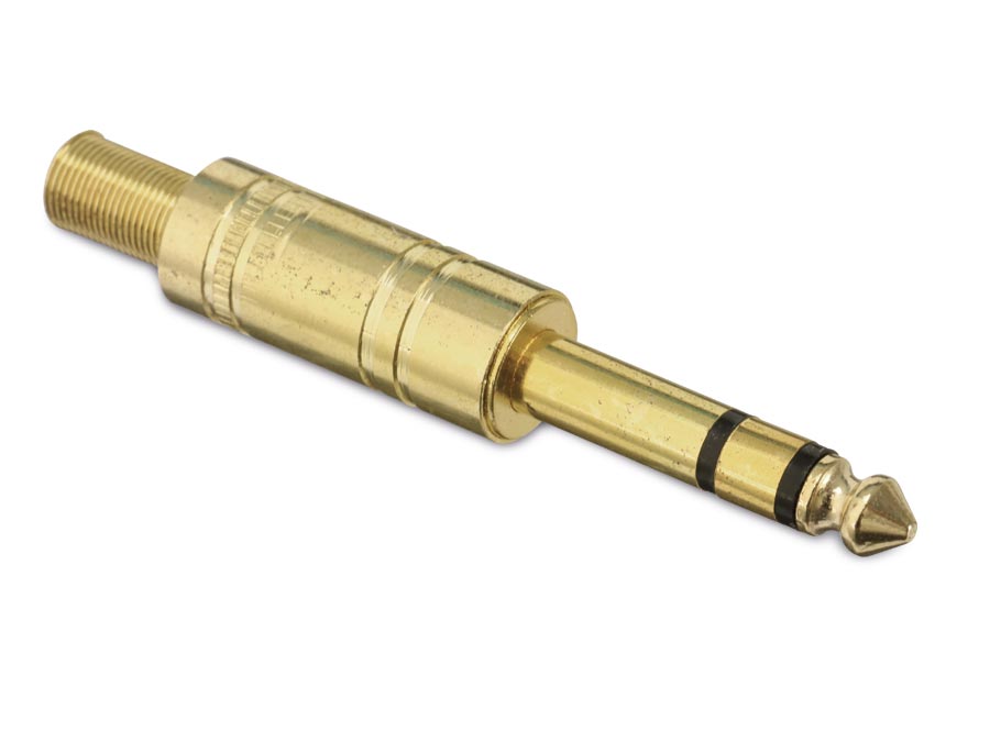 Klinkenstecker, 6,3 mm, stereo, Metall, vergoldet Klinkenstecker, 6,3 mm, stereo, Metall, vergoldet
