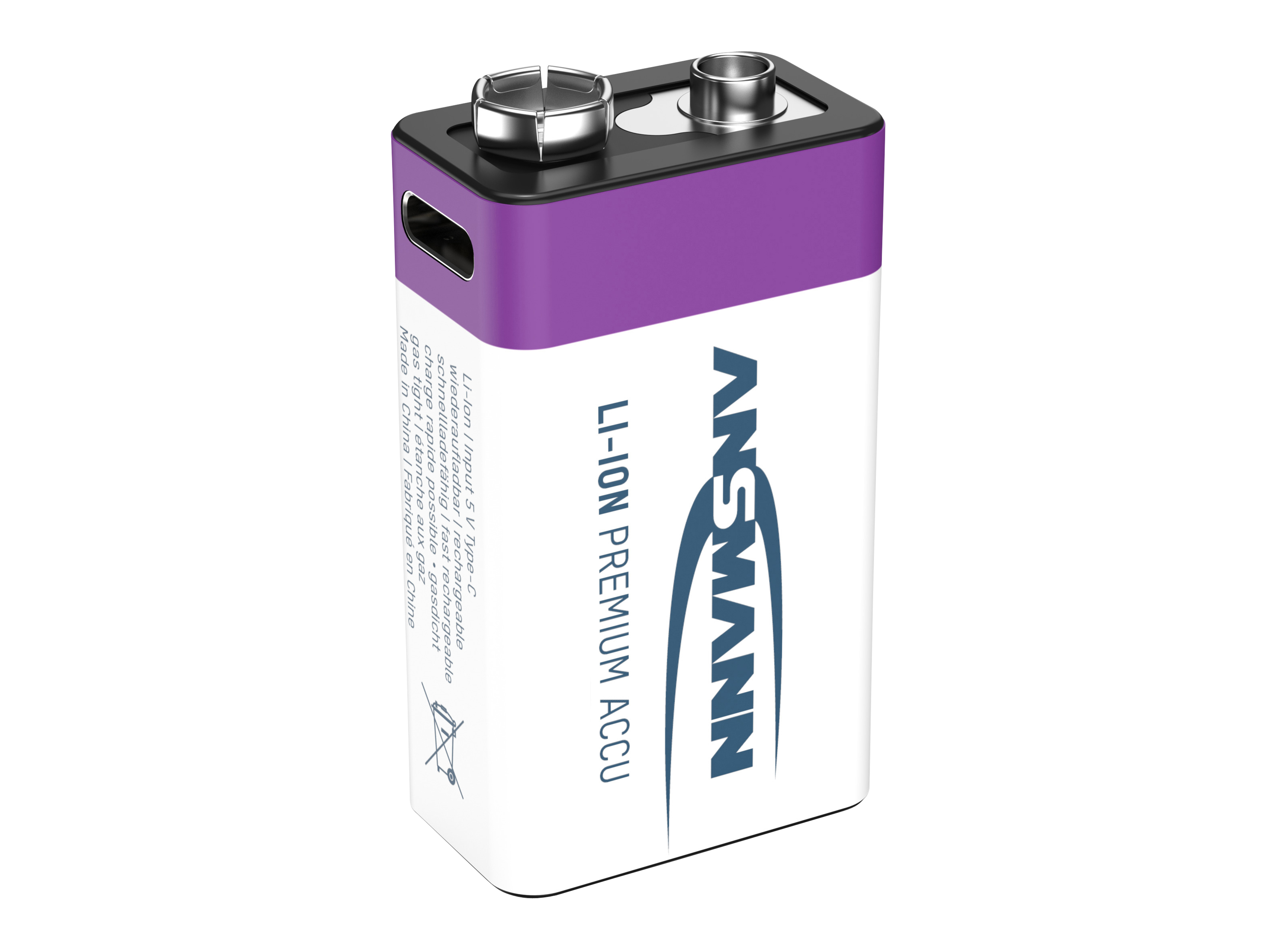 ANSMANN Li-Ion 9V-Block-Akku, Typ 400 (min. 340mAh) ANSMANN Li-Ion 9V-Block-Akku, Typ 400 (min. 340mAh)