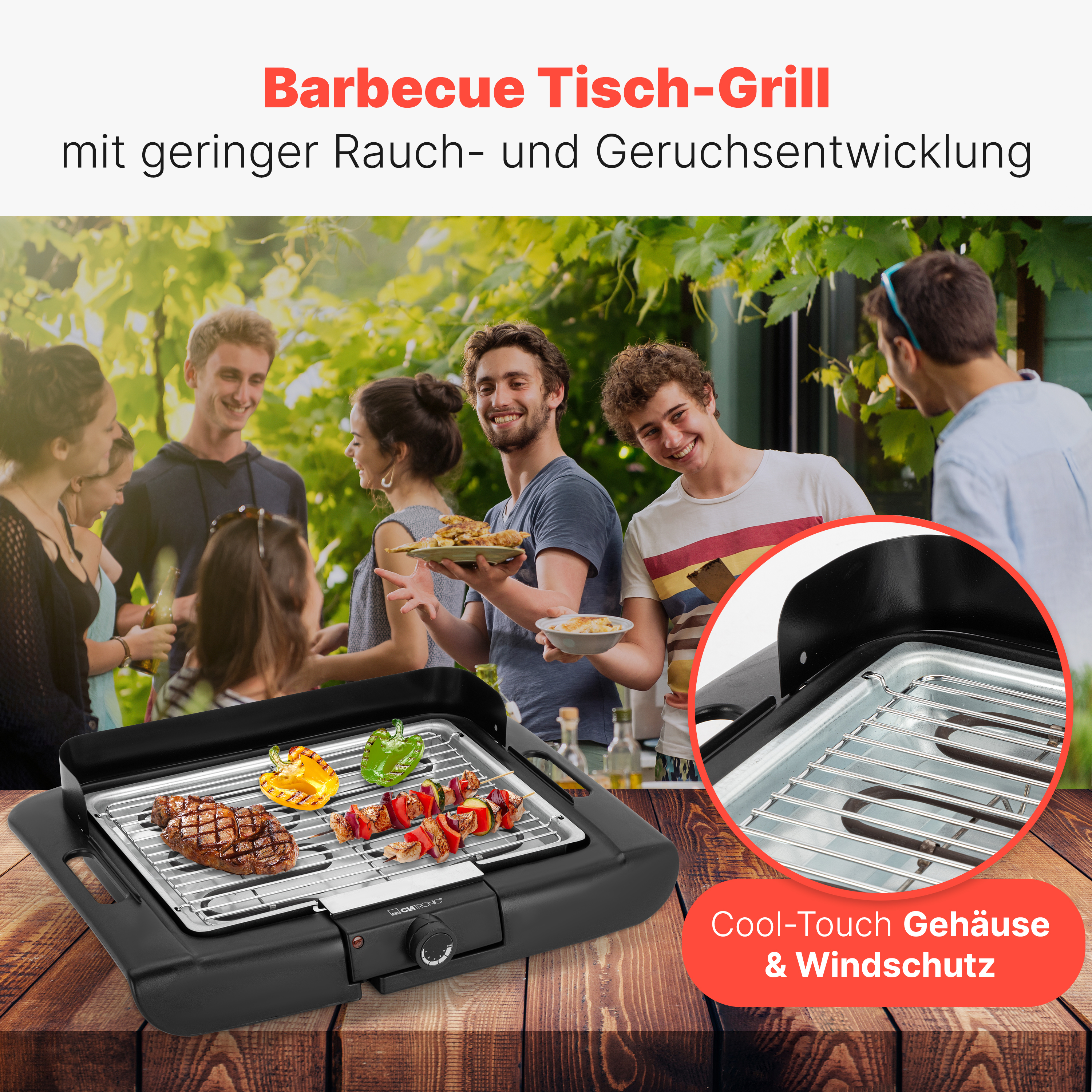 CLATRONIC Barbecue-Tischgrill BQ 3841, Elektrogrill, Schwarz, 2000 W CLATRONIC Barbecue-Tischgrill BQ 3841, Elektrogrill, Schwarz, 2000 W