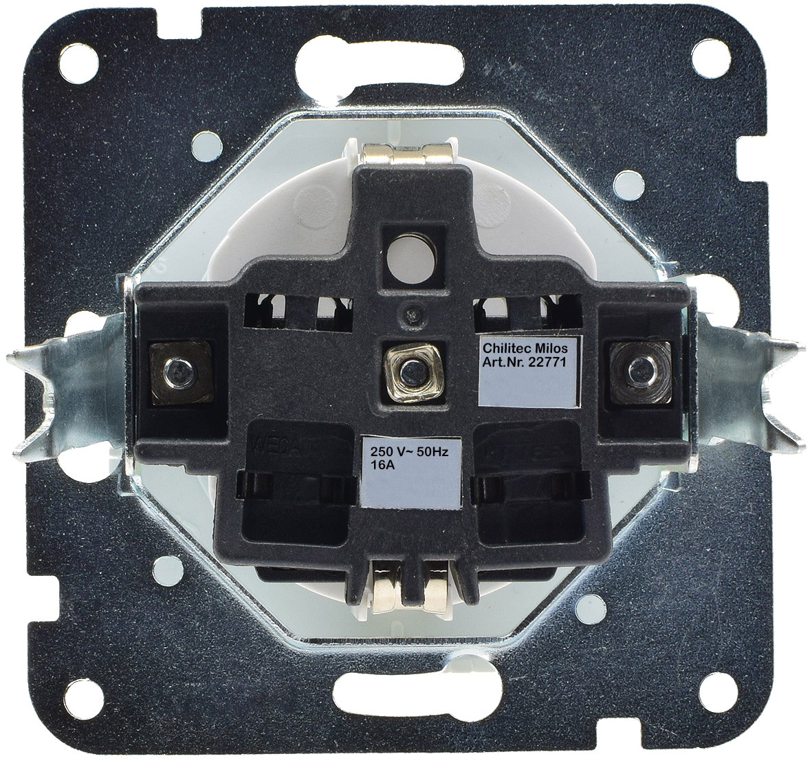 MILOS Schutzkontakt-Steckdose 22771, 16A/250V, Klemmanschluss, weiß matt MILOS Schutzkontakt-Steckdose 22771, 16A/250V, Klemmanschluss, weiß matt