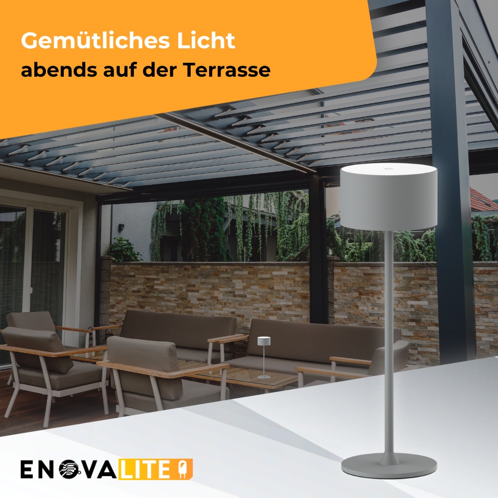 ENOVALITE LED-Akku-Tischleuchte, ELED700401, EEK: D dimmbar, CCT, grau ENOVALITE LED-Akku-Tischleuchte, ELED700401, EEK: D dimmbar, CCT, grau