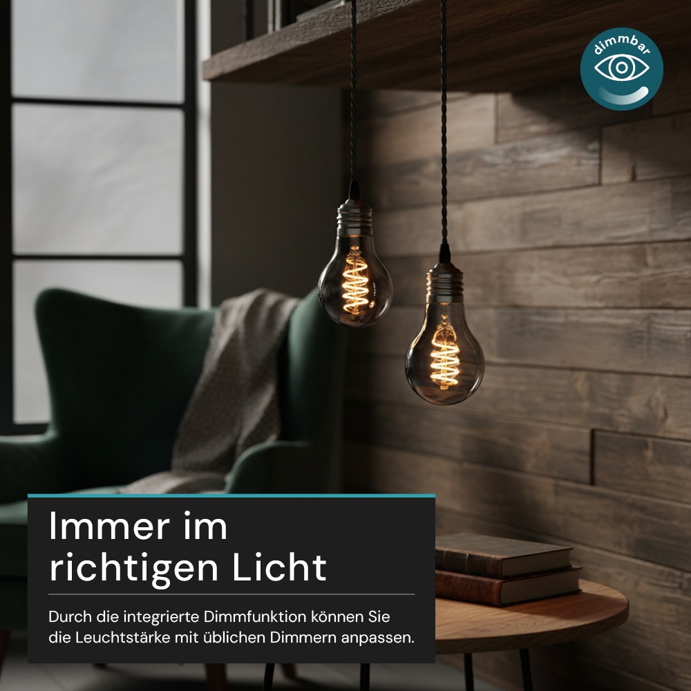 LUXULA LED-Filament-Lampe, SPIRAL, Bulb, E27, 4W, 40lm, 1800K, dimmbar LUXULA LED-Filament-Lampe, SPIRAL, Bulb, E27, 4W, 40lm, 1800K, dimmbar