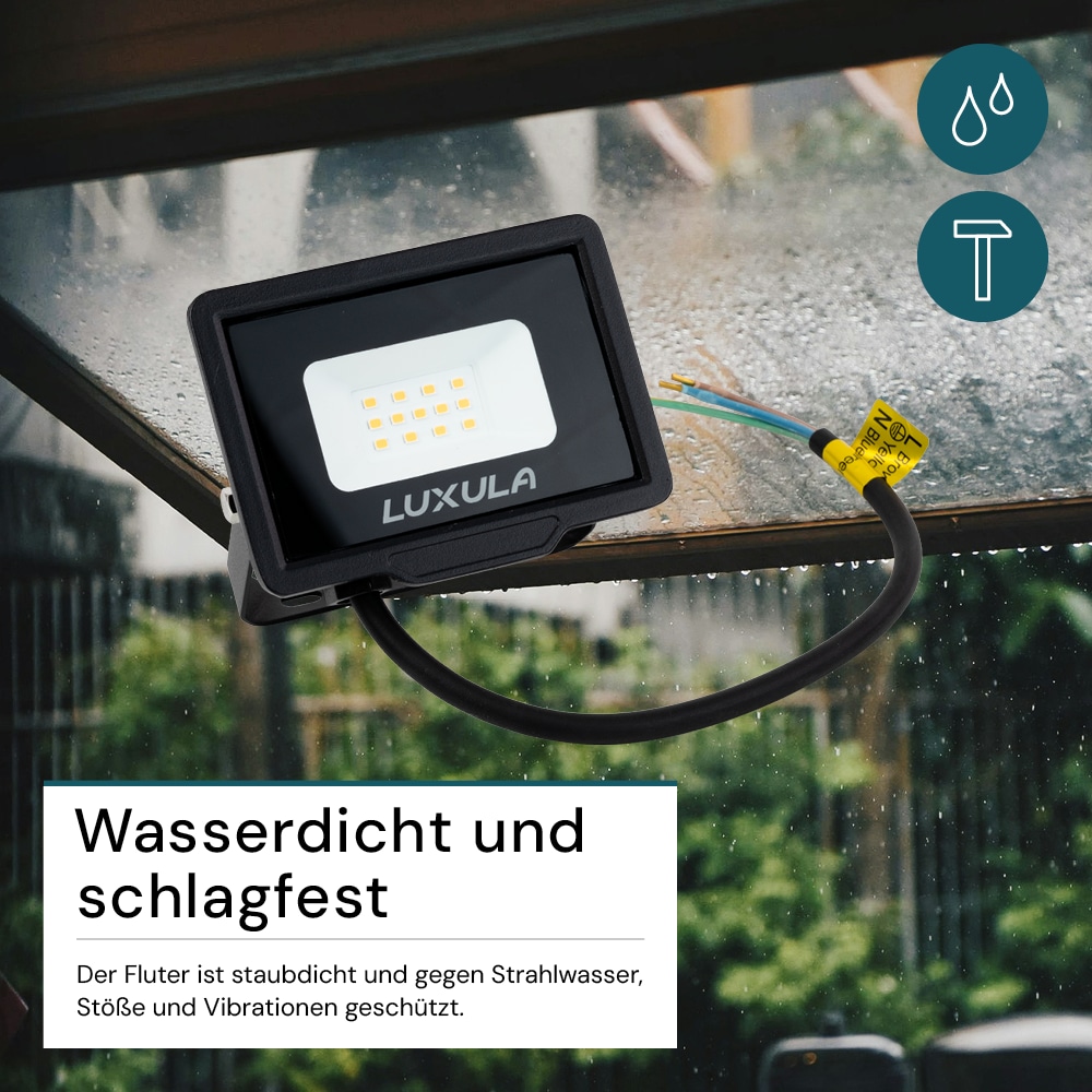 LUXULA LED-Fluter, EEK: F, 10W, 1000lm, 3000K, schwarz