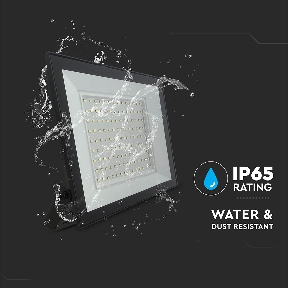 V-TAC LED-Fluter, VT-44109, 100 W, 4000K, EEK: F, 8150 lm, neutralweiß, IP65, schwarz V-TAC LED-Fluter, VT-44109, 100 W, 4000K, EEK: F, 8150 lm, neutralweiß, IP65, schwarz