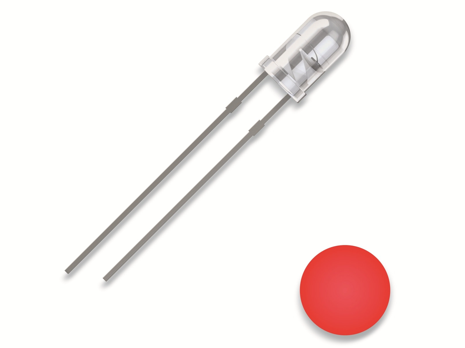 QUADRIOS LED, 3 mm, Rot, 2,54 mm QUADRIOS LED, 3 mm, Lichtfarbe: Rot, Gehäusefarbe: Klar, 2500 mcd, 625 nm, 2,54 mm