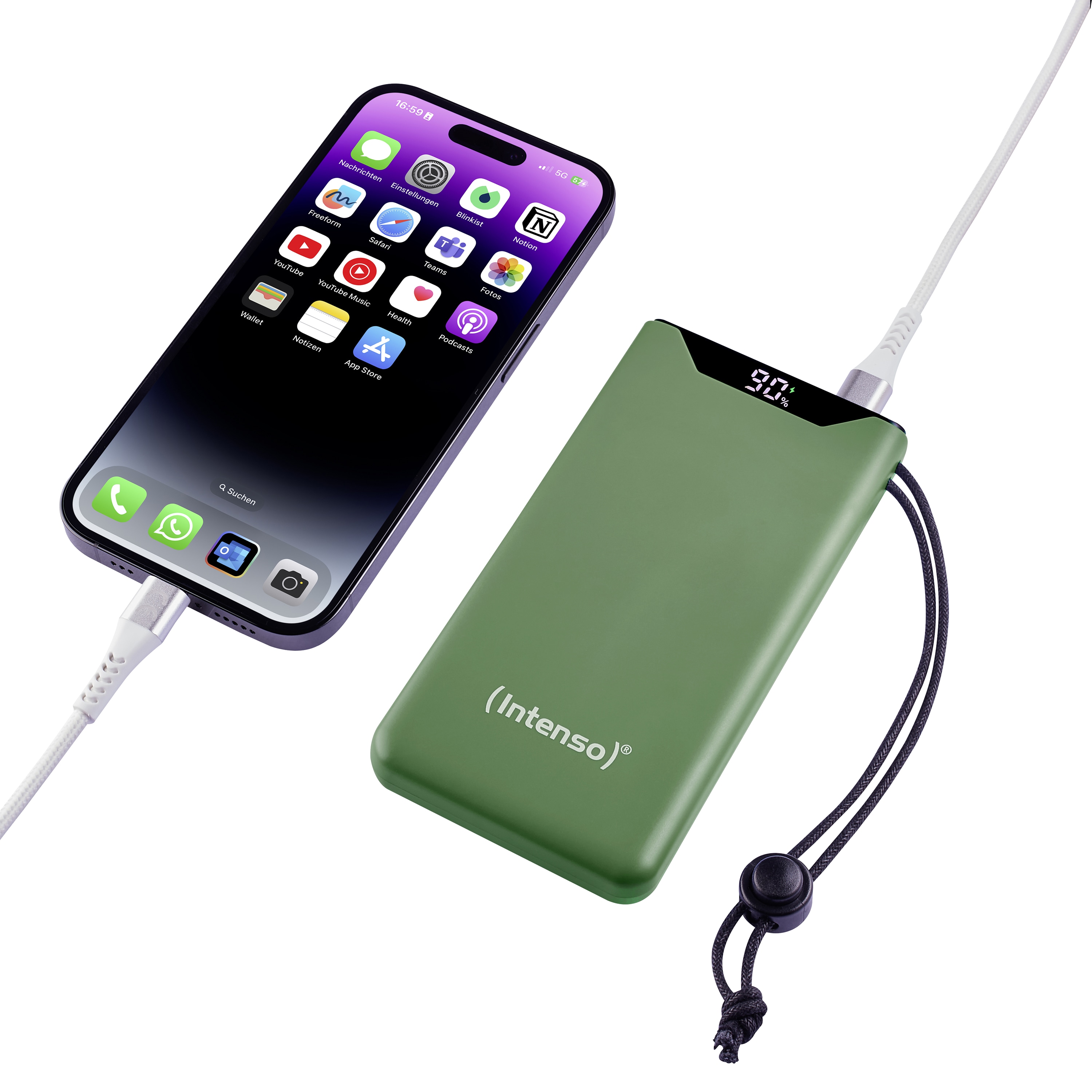 INTENSO USB Powerbank 7332037, F10000, 10.000mAh, 20 W, grün INTENSO USB Powerbank 7332037, F10000, 10.000mAh, 20 W, grün