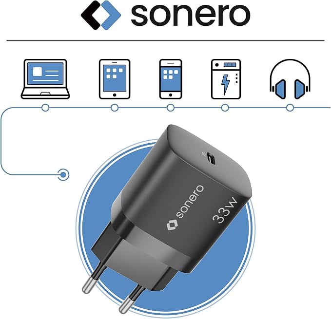 SONERO USB-C GaN Ladegerät X-PS110, 1 Port, 33W, schwarz SONERO USB-C GaN Ladegerät X-PS110, 1 Port, 33W, schwarz